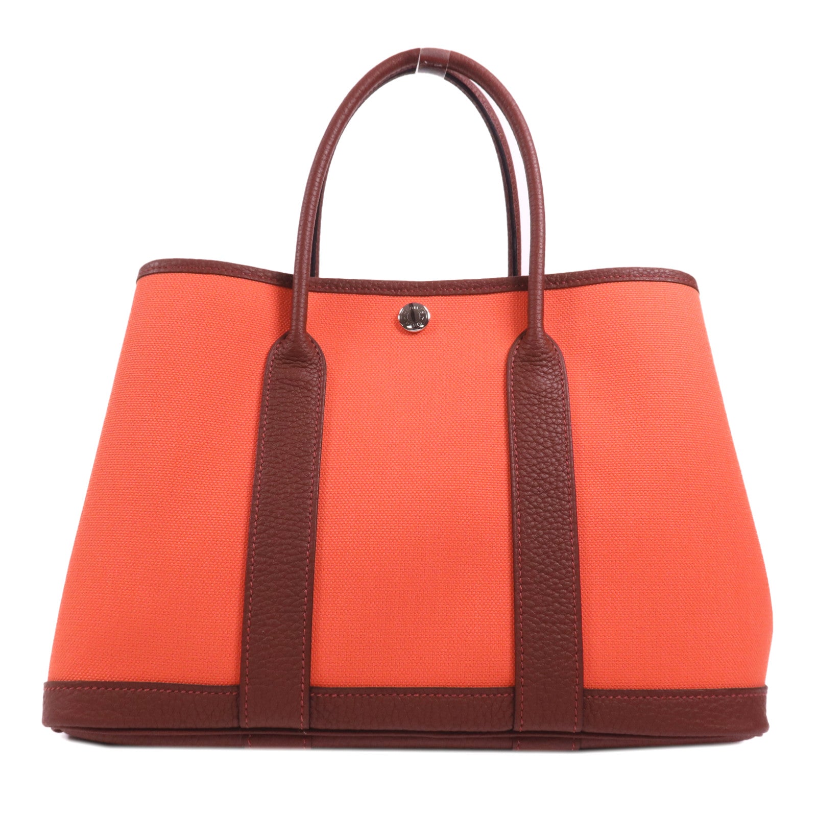 HERMES 帆布Garden Party TPM銀扣手挽袋