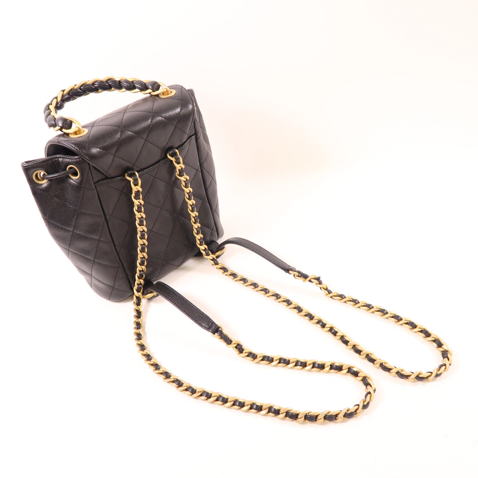 CHANEL 牛皮皮革Backpack金扣背包