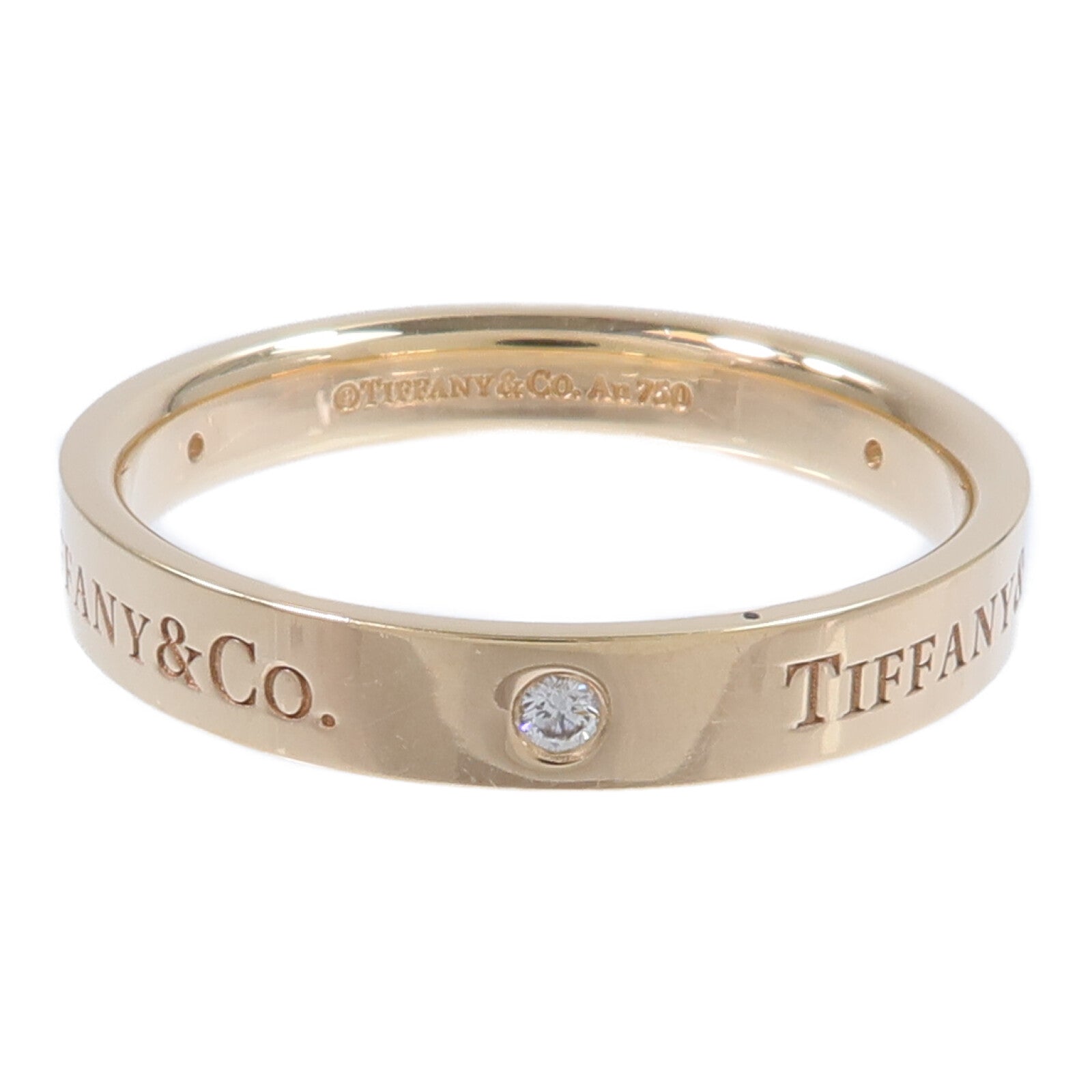 TIFFANY&CO 18K玫瑰金Flat Band 3P Diamond Ring鑽石戒指