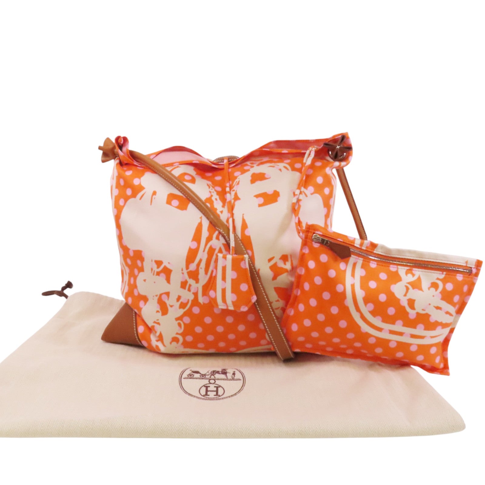 HERMES 絲質Silky City銀扣肩背袋