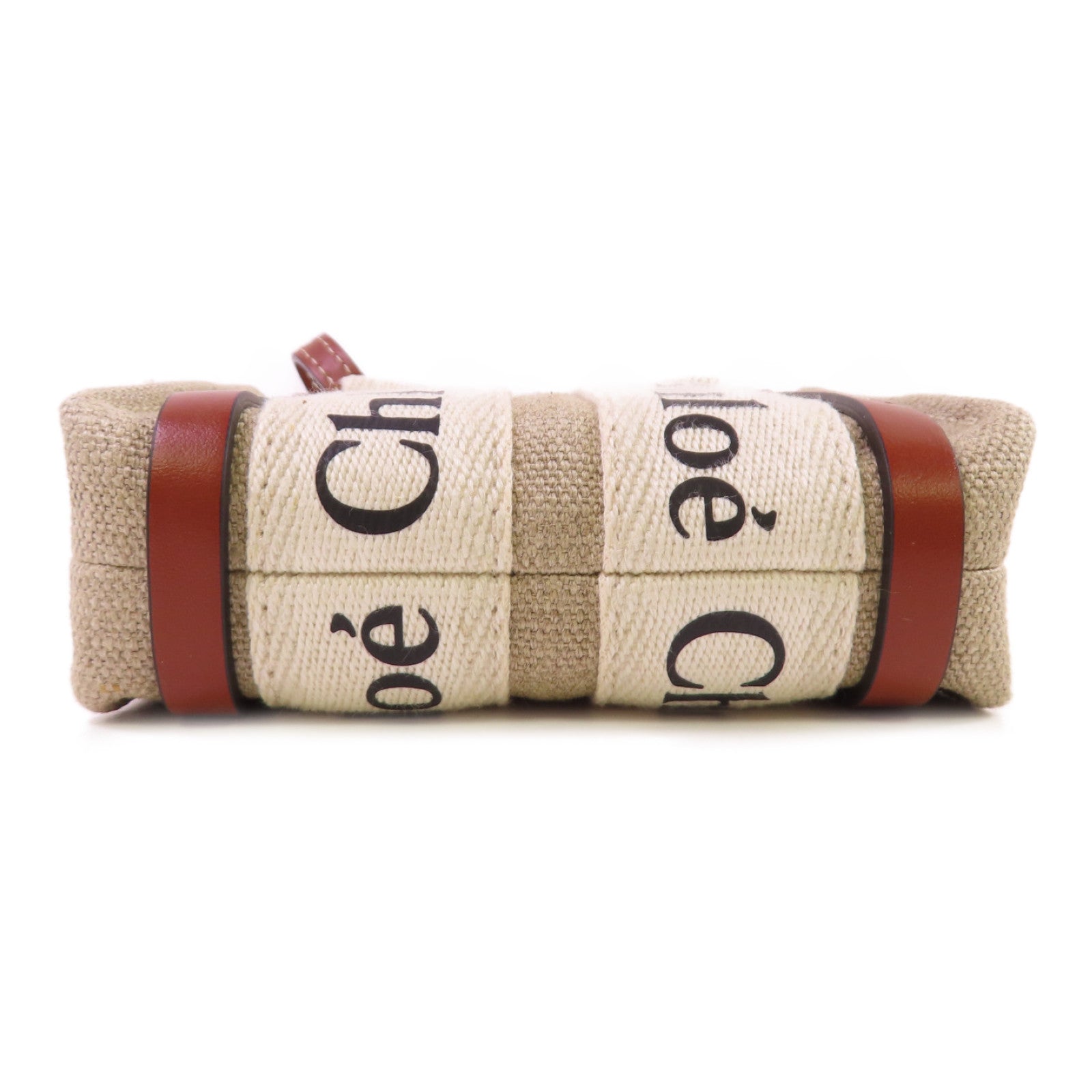 Chloe 帆布Woody Nano Tote Shoulder Bag肩背袋杏色/啡色