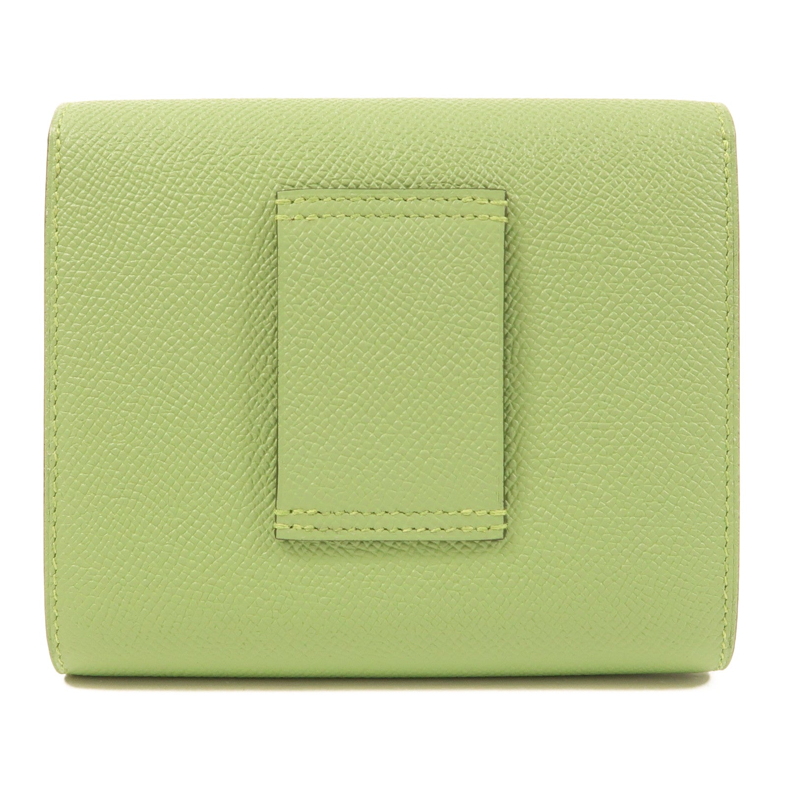 HERMES Epsom皮革Constance Slim金扣錢包Vert Criquet