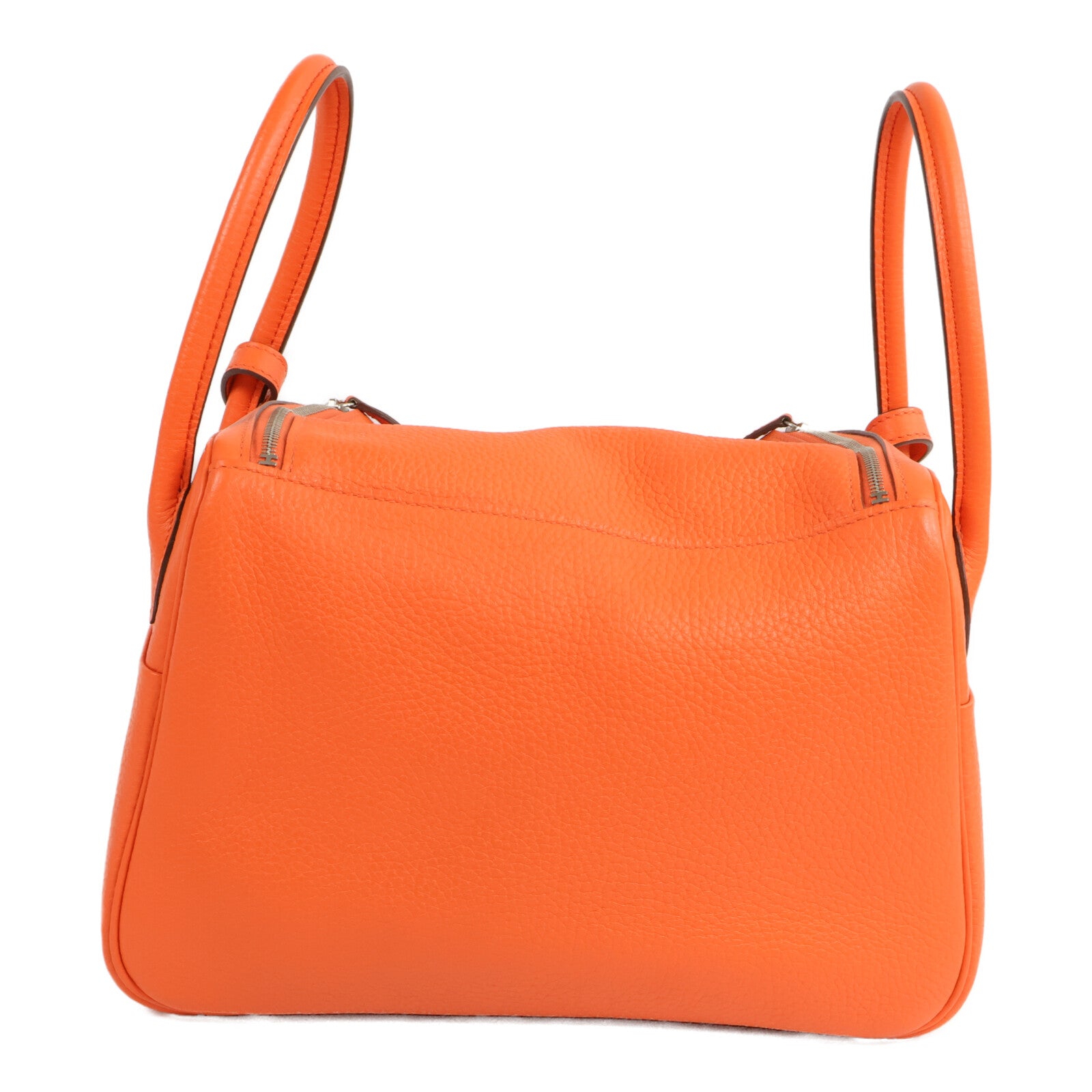 HERMES Clemence皮革Lindy 26手挽肩背兩用袋Orange Poppy/Bordeau