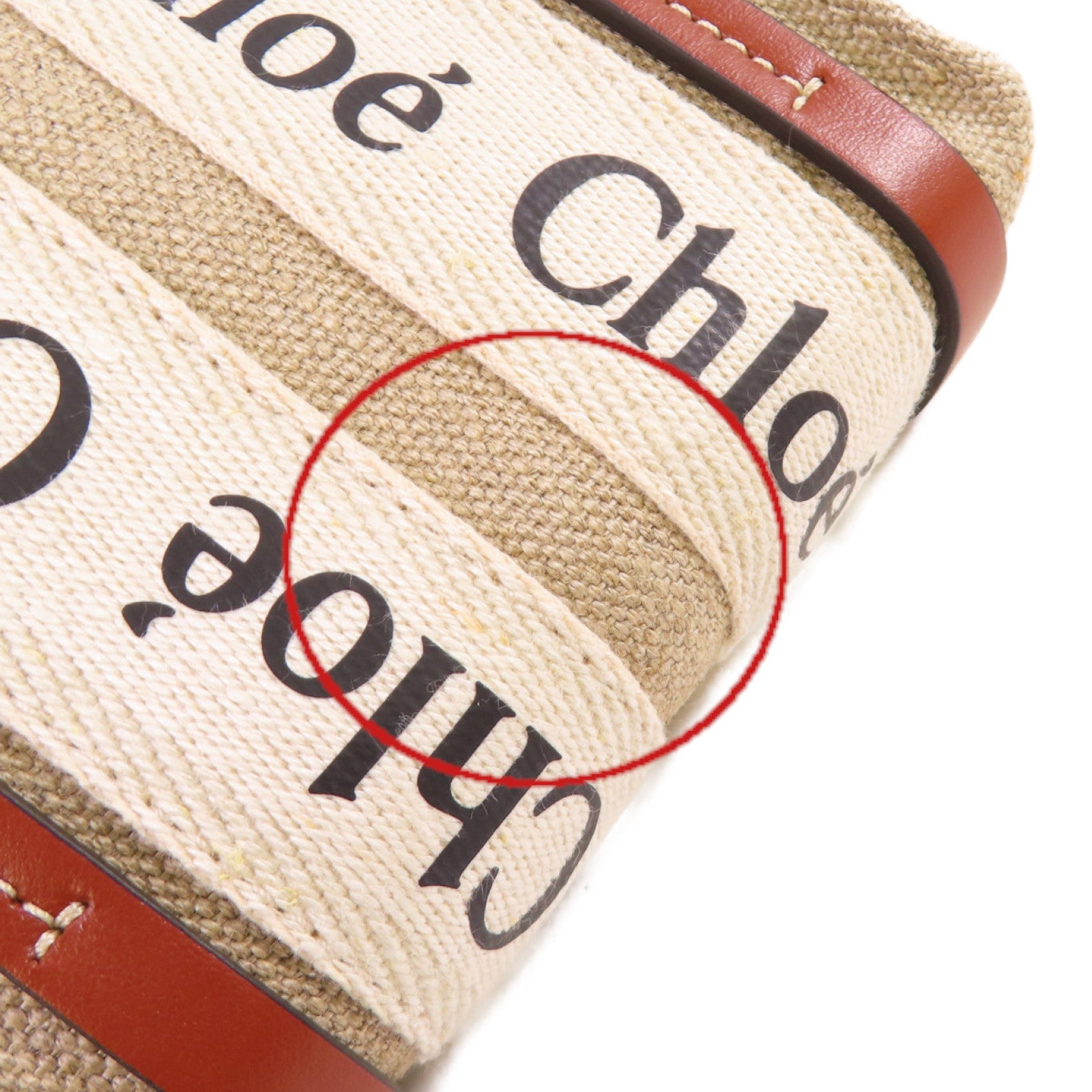 Chloe 帆布Woody Nano Tote Shoulder Bag肩背袋杏色/啡色