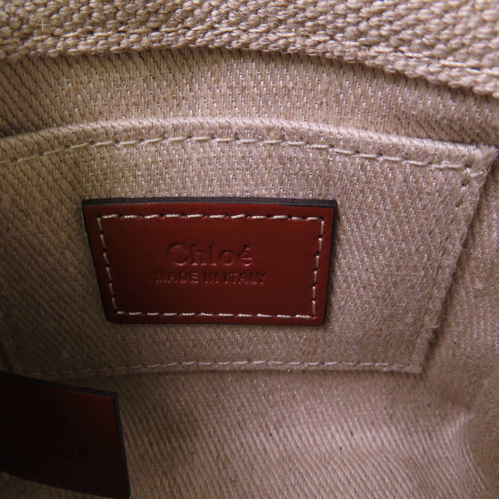 Chloe 帆布Woody Nano Tote Shoulder Bag肩背袋杏色/啡色
