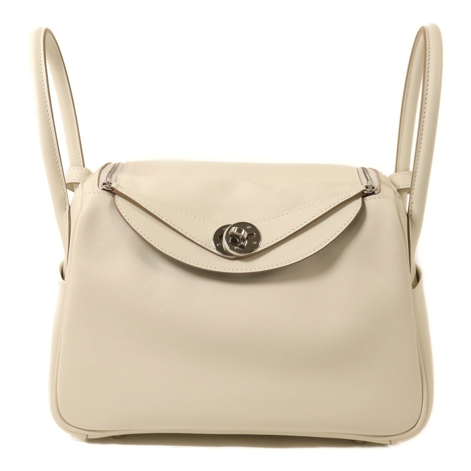 HERMES Swift皮革Lindy 26手挽肩背兩用袋Gris Pale/Gris Meyer