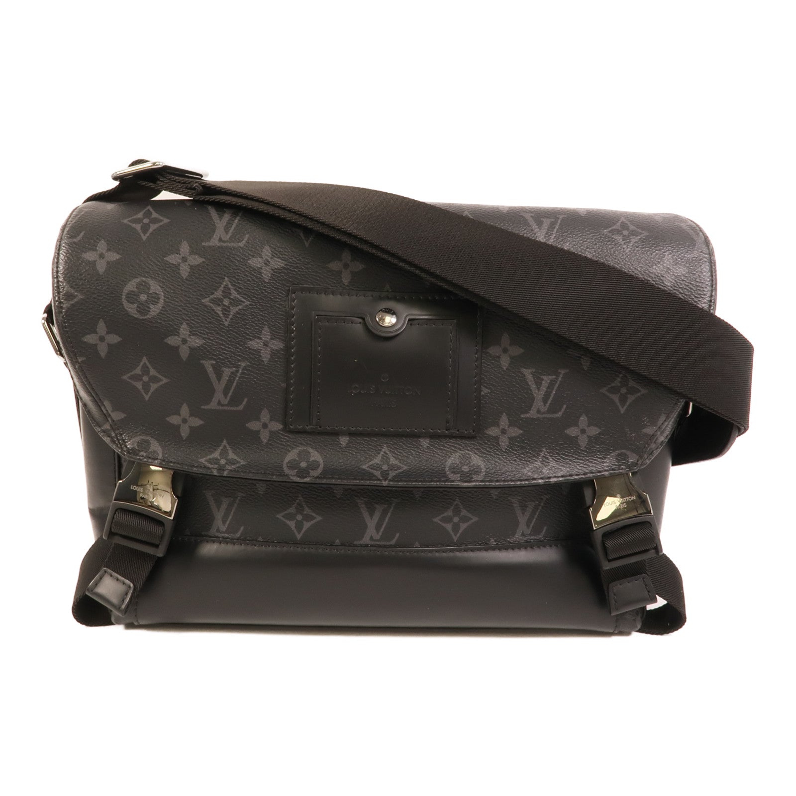LOUIS VUITTON Monogram Eclipse Messenger PM Voyager銀扣肩背袋