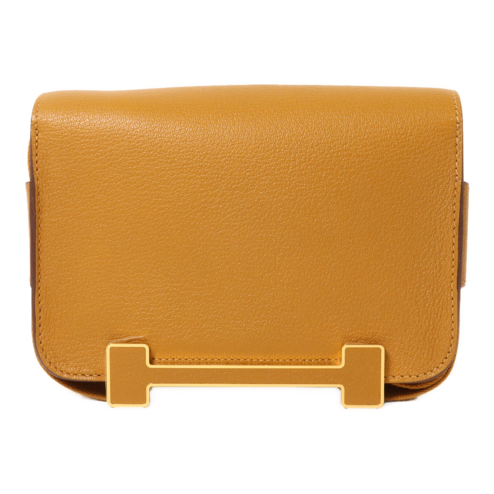 HERMES Chevre皮革Geta肩背袋Caramel