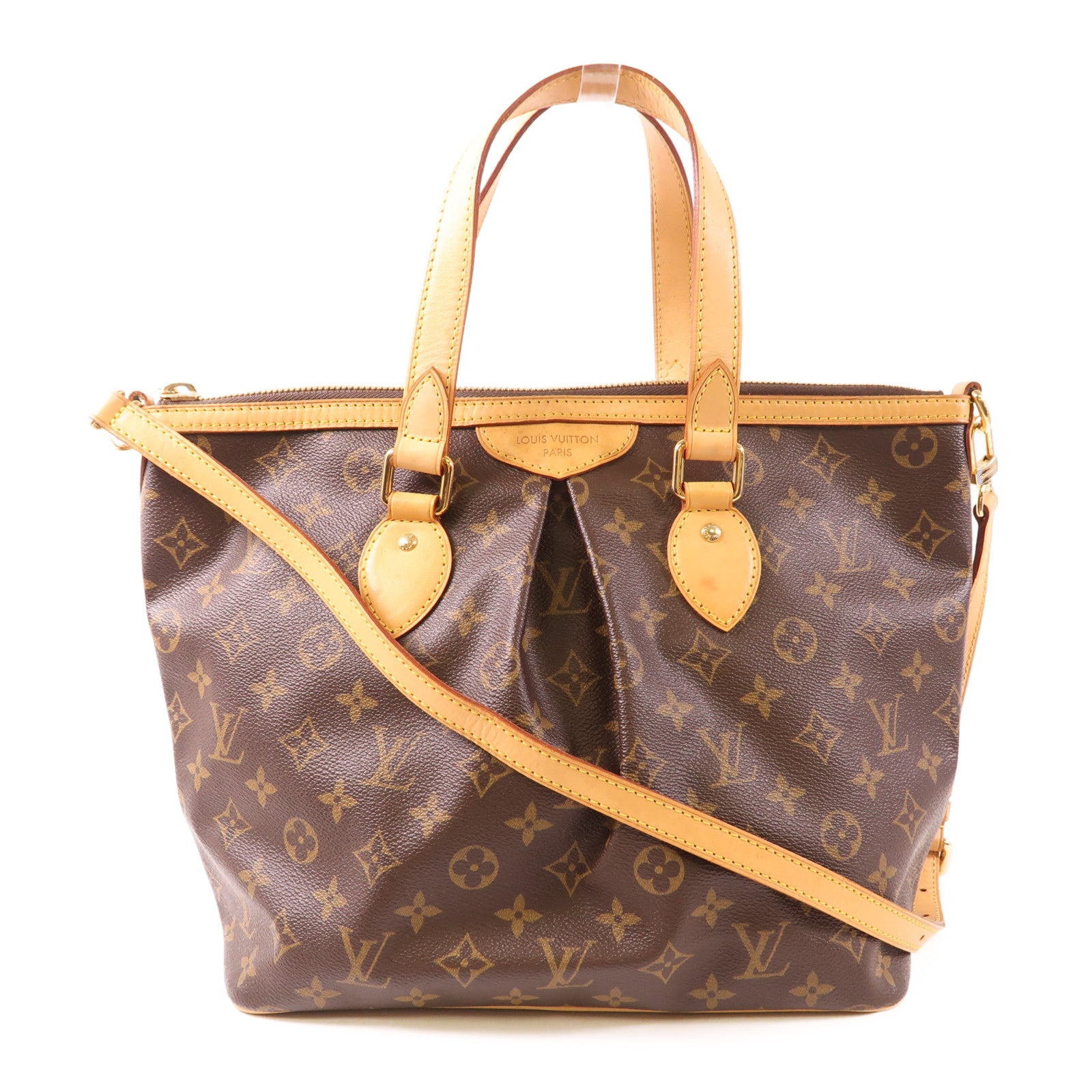 LOUIS VUITTON Monogram Palermo PM金扣手挽肩背兩用袋棕色