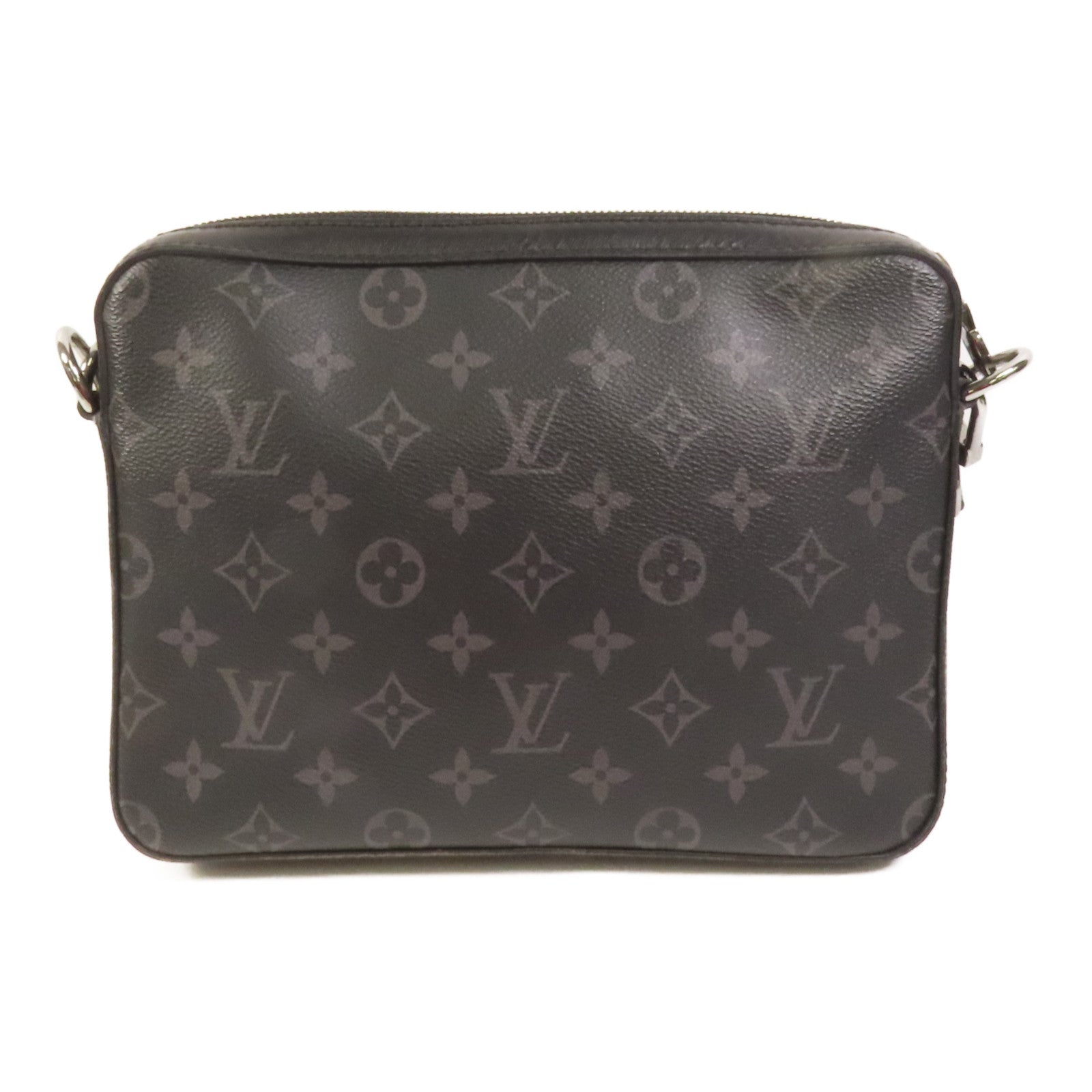 LOUIS VUITTON Monogram Eclipse Reverse Trio Messenger銀扣肩背袋灰色