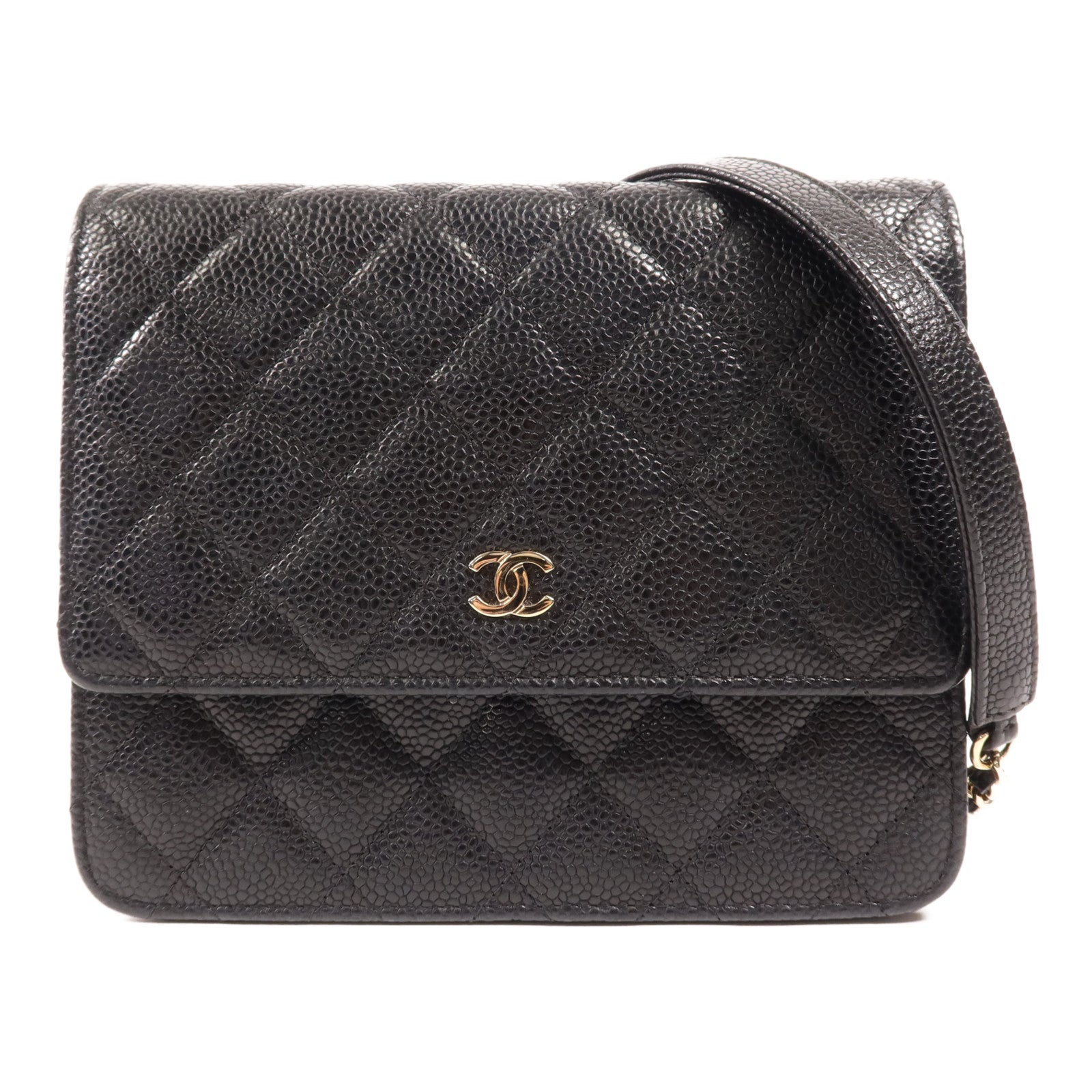 CHANEL 牛皮皮革Wallet On Chain金扣鏈帶肩背袋