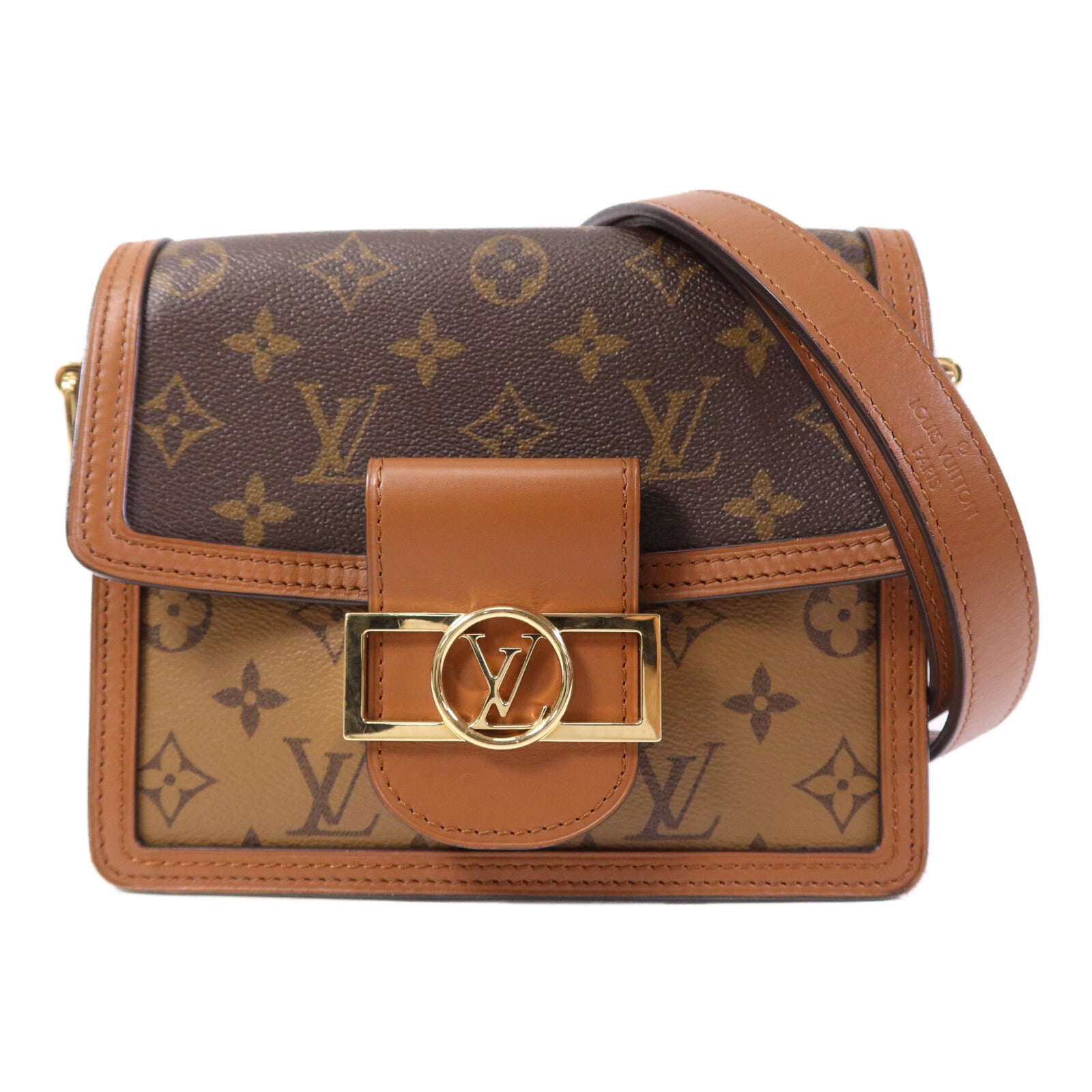 LOUIS VUITTON Monogram Reverse Mini Dauphine金扣肩背袋