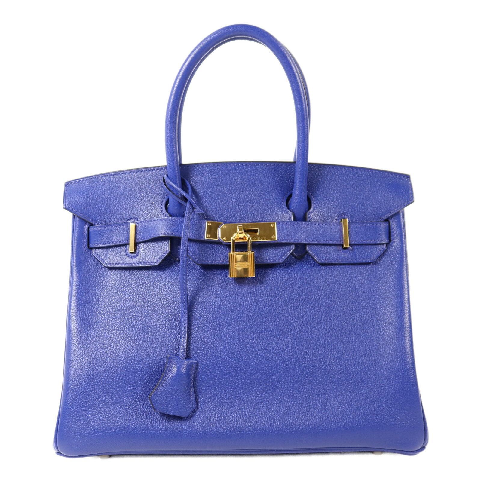 HERMES Novillo皮革Birkin 30金扣手挽袋Bleu Electrique