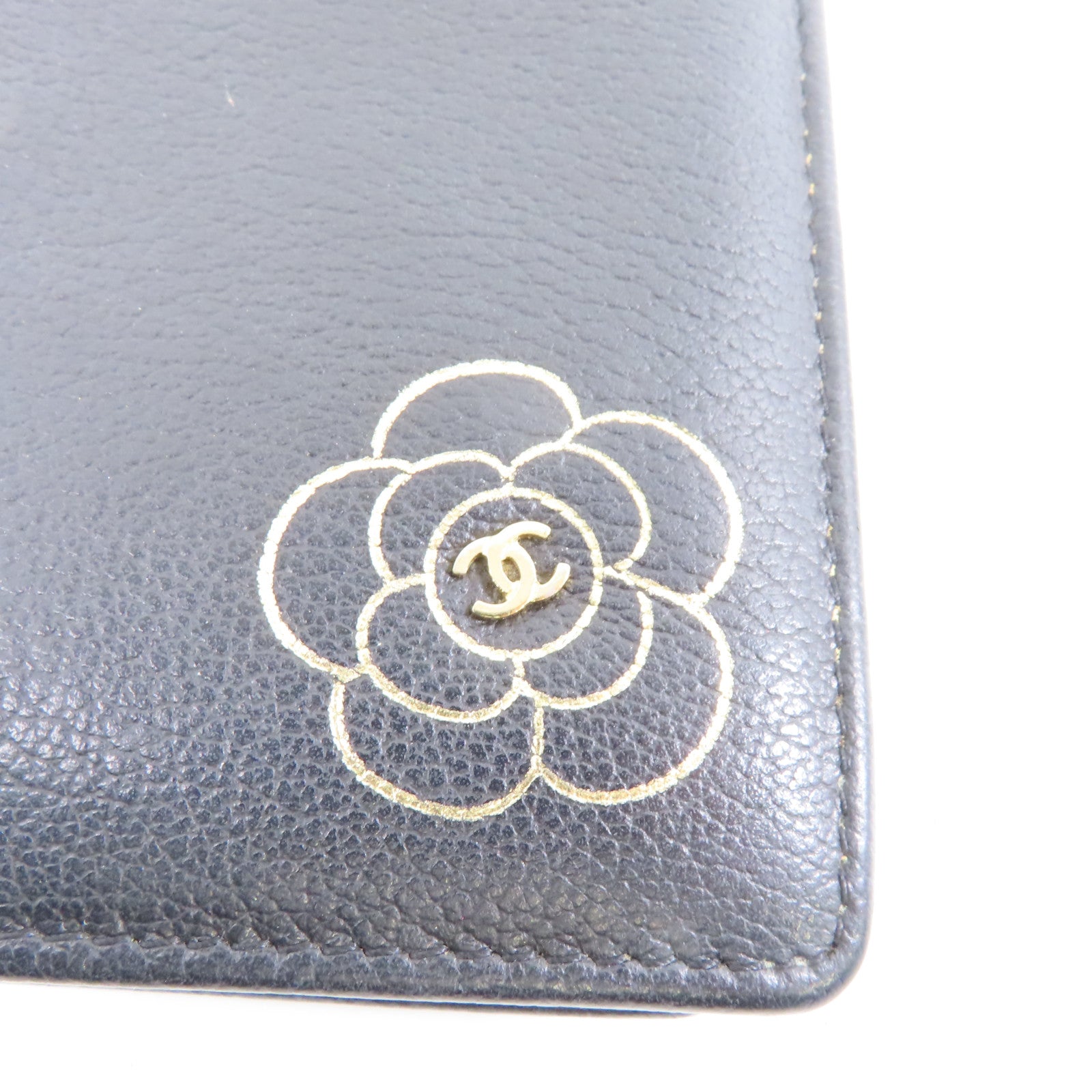 CHANEL 【激減優惠】皮革Long Wallet金扣長錢包黑色