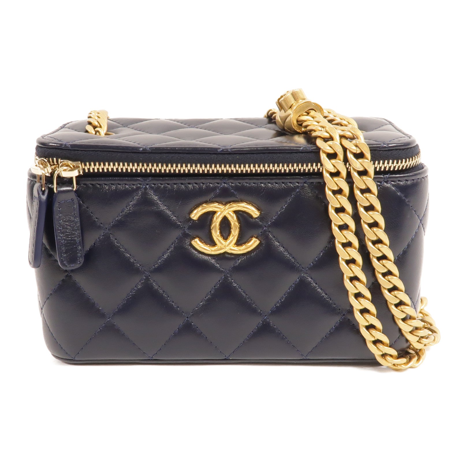 CHANEL 羊皮皮革Vanity Case鏈帶肩背袋