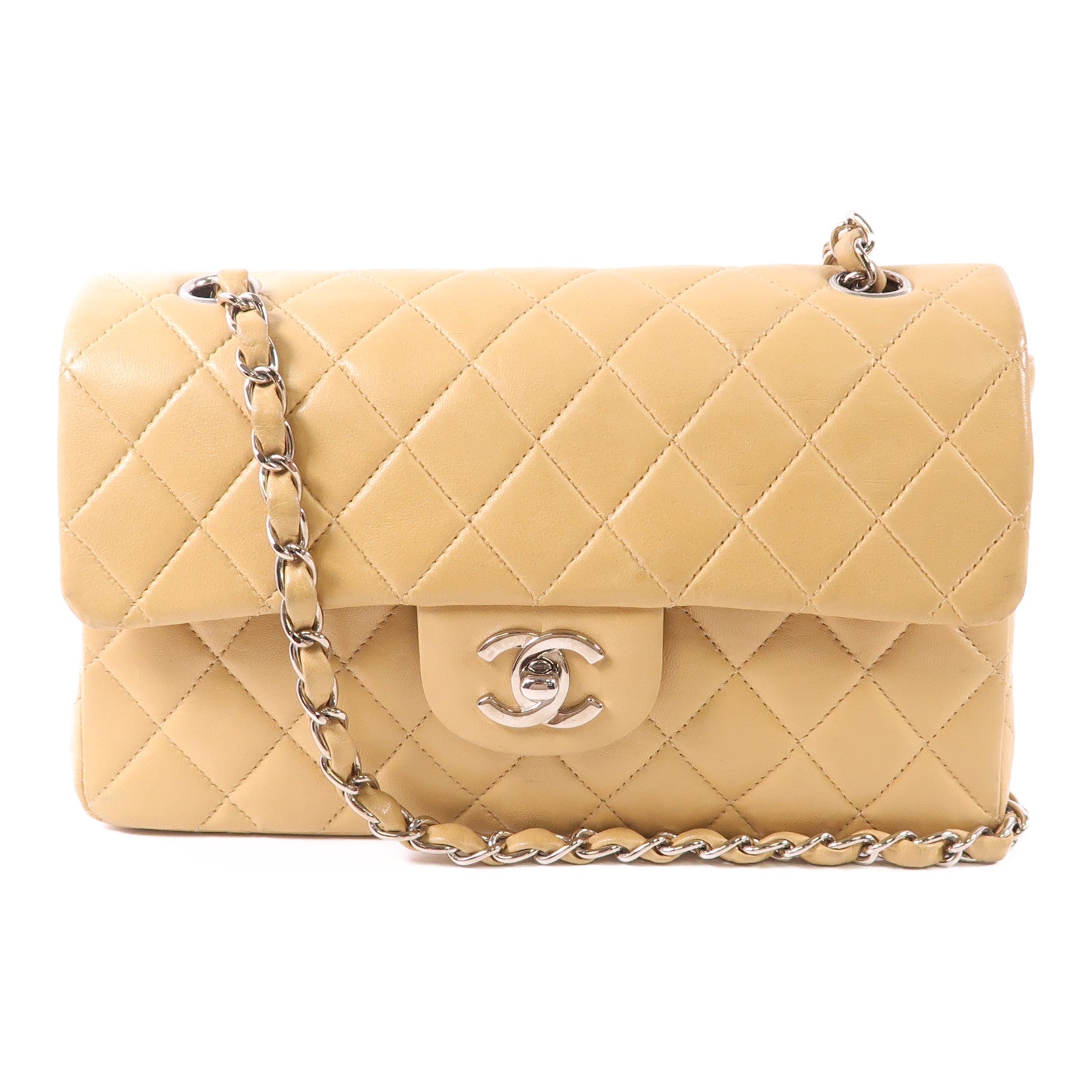CHANEL 羊皮皮革Vintage Classic 23銀扣鏈帶肩背袋