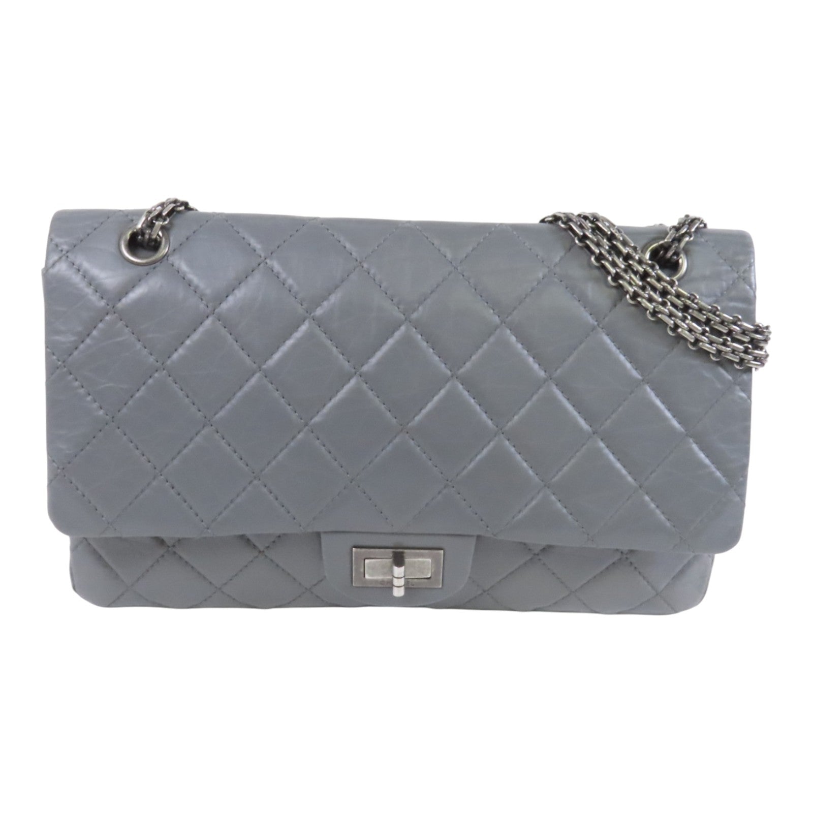 CHANEL 牛皮皮革2.55銀扣鏈帶肩背袋