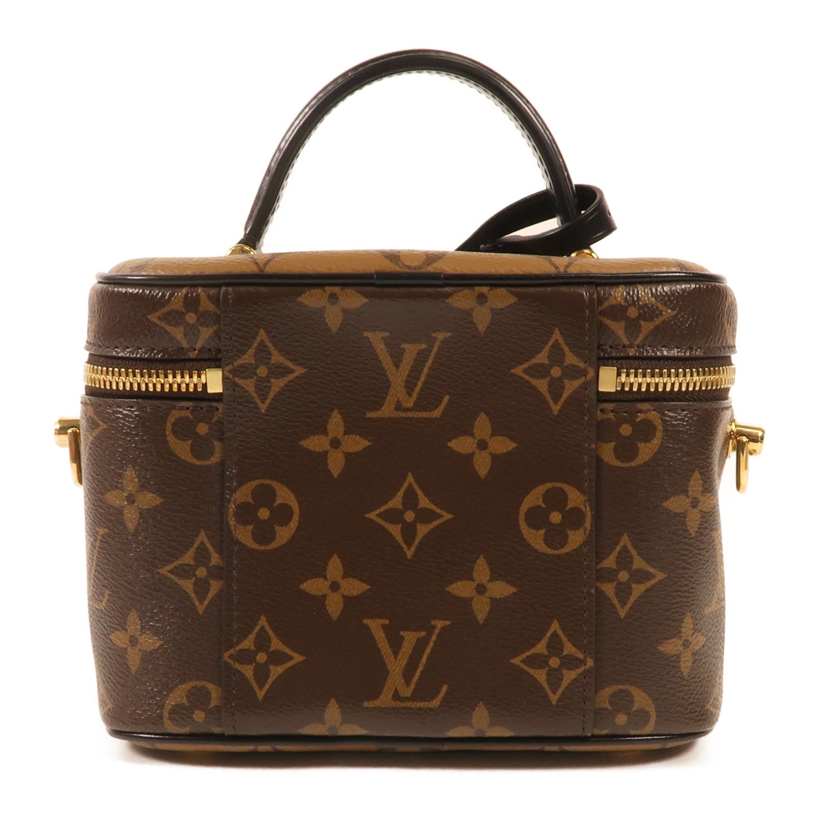 LOUIS VUITTON Monogram Reverse Vanity PM金扣手挽肩背兩用袋棕色