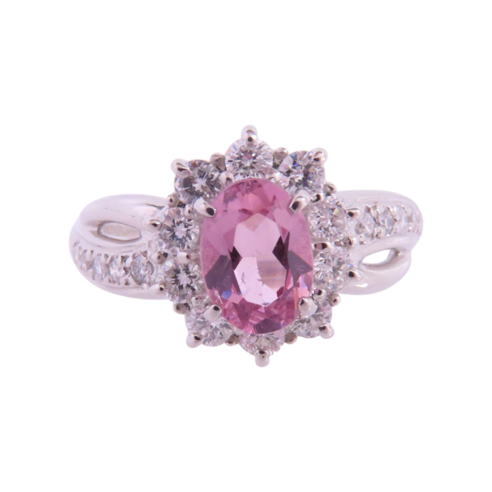 JEWELRY 【激減優惠】PT900鉑金/粉紅色尖晶石/鑽石Pink Spinel Diamond Ring戒指US#6