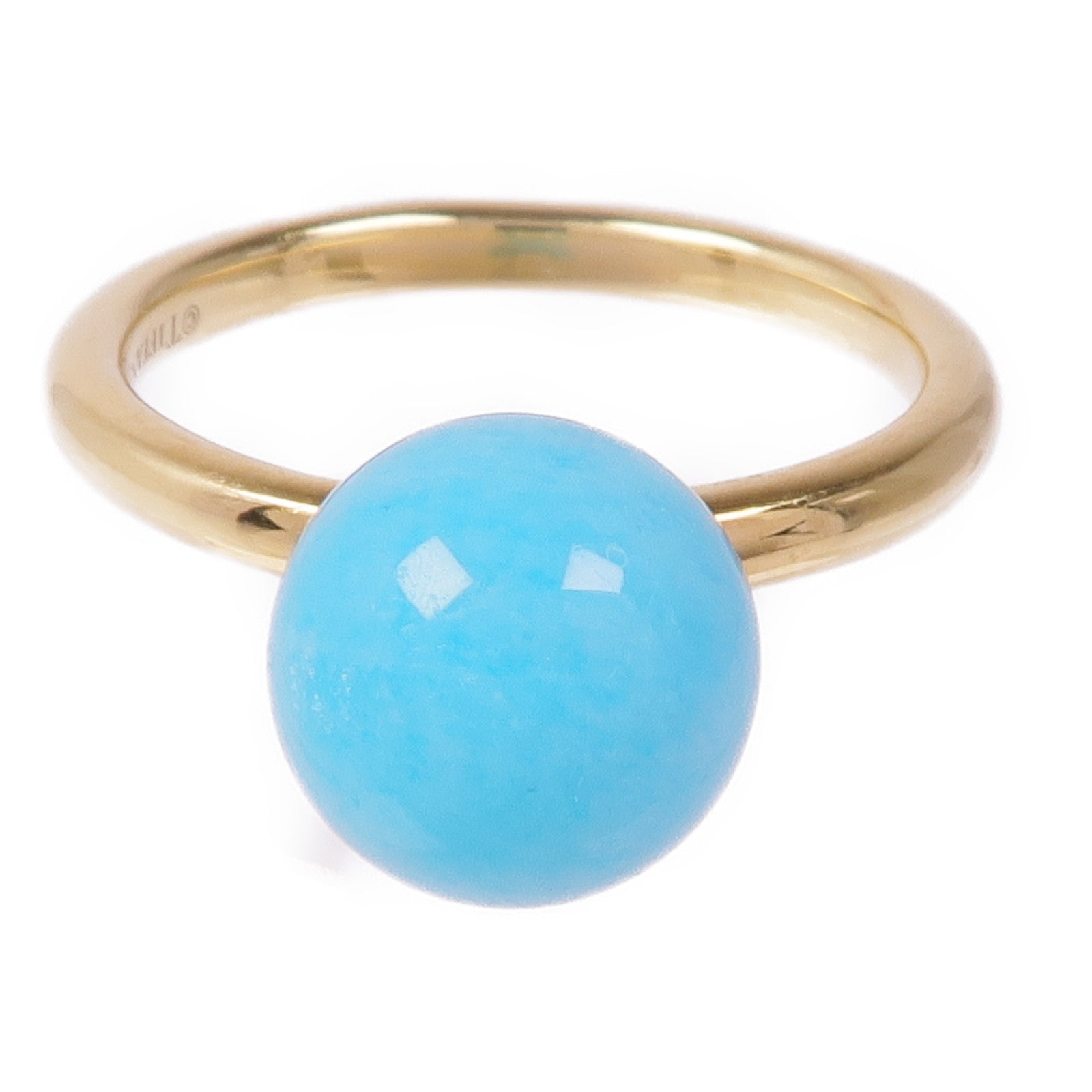 TIFFANY&CO 18K黃金Amazonite Ring天河石戒指US#4