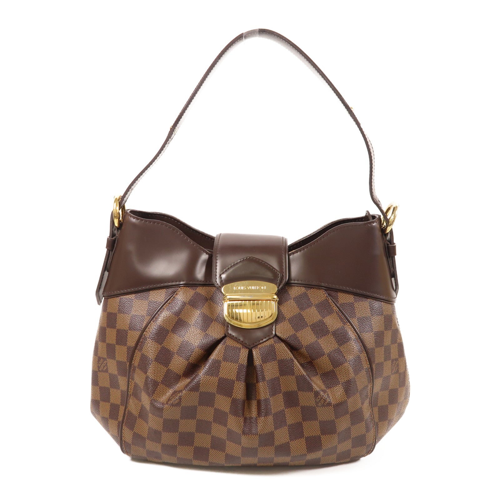 LOUIS VUITTON Damier Sistina PM金扣肩背袋棕色
