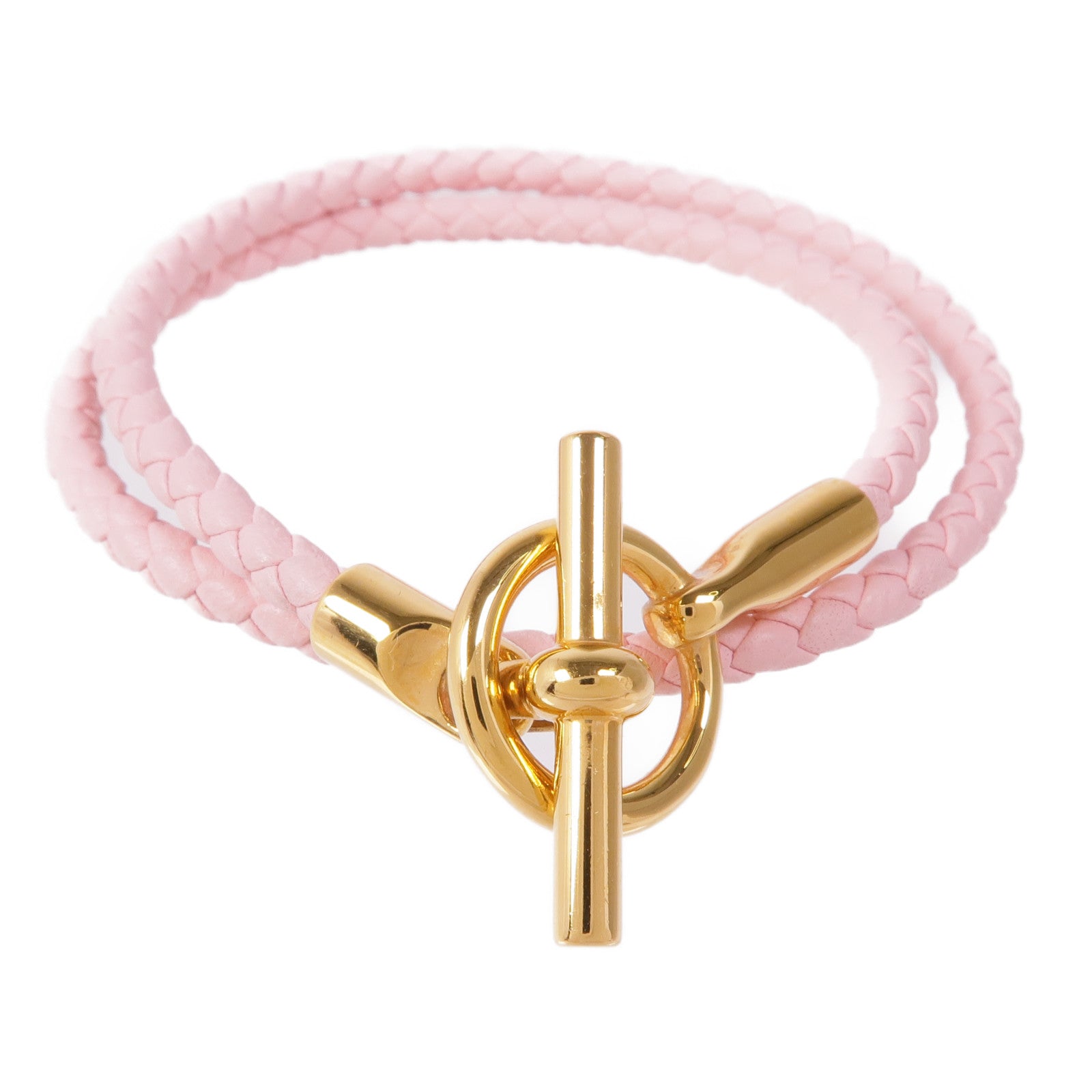 HERMES 【激減優惠】牛皮皮革Glenan Double Tour Bracelet手鏈Rose Sakura