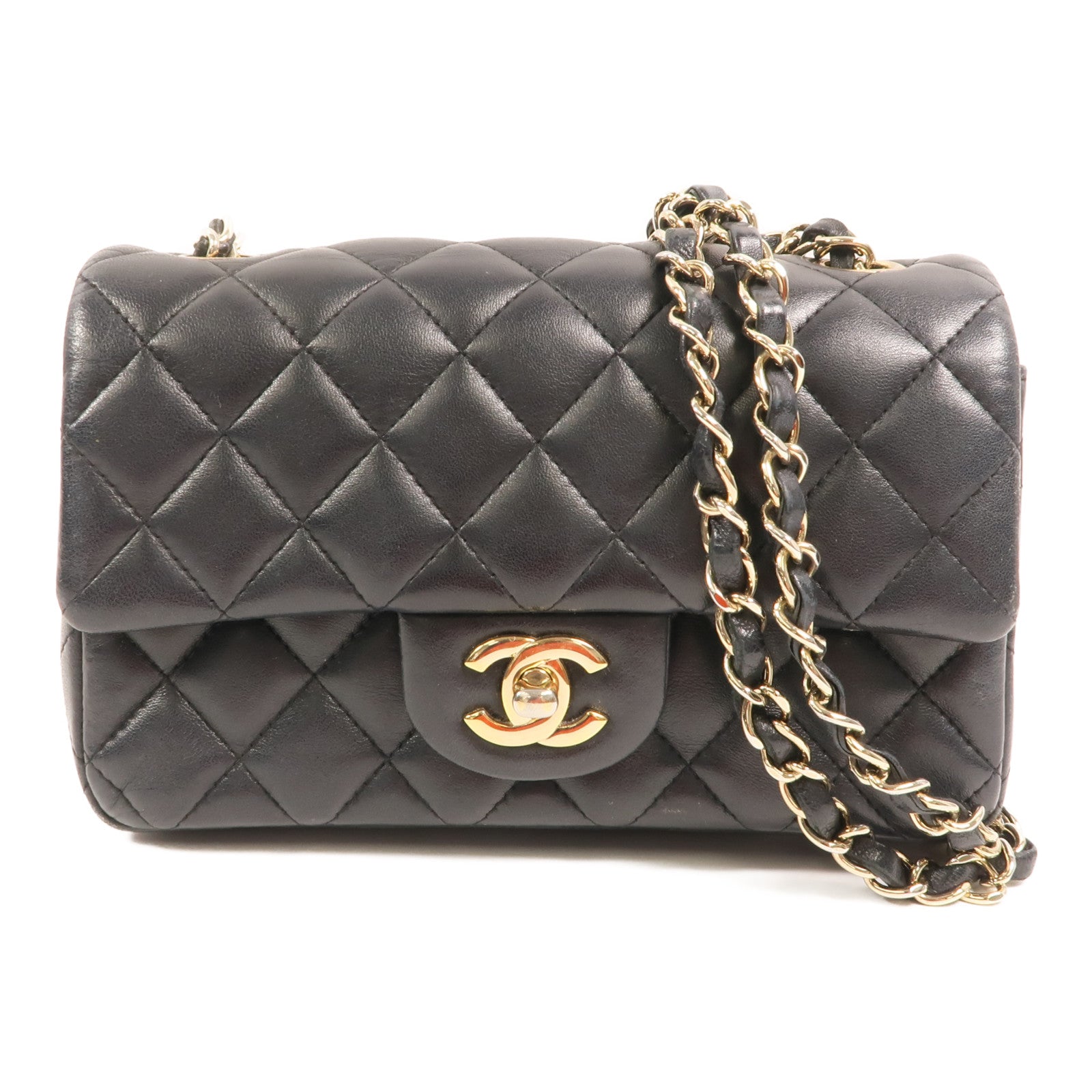 CHANEL 羊皮皮革Chain Shoulder金扣鏈帶肩背袋