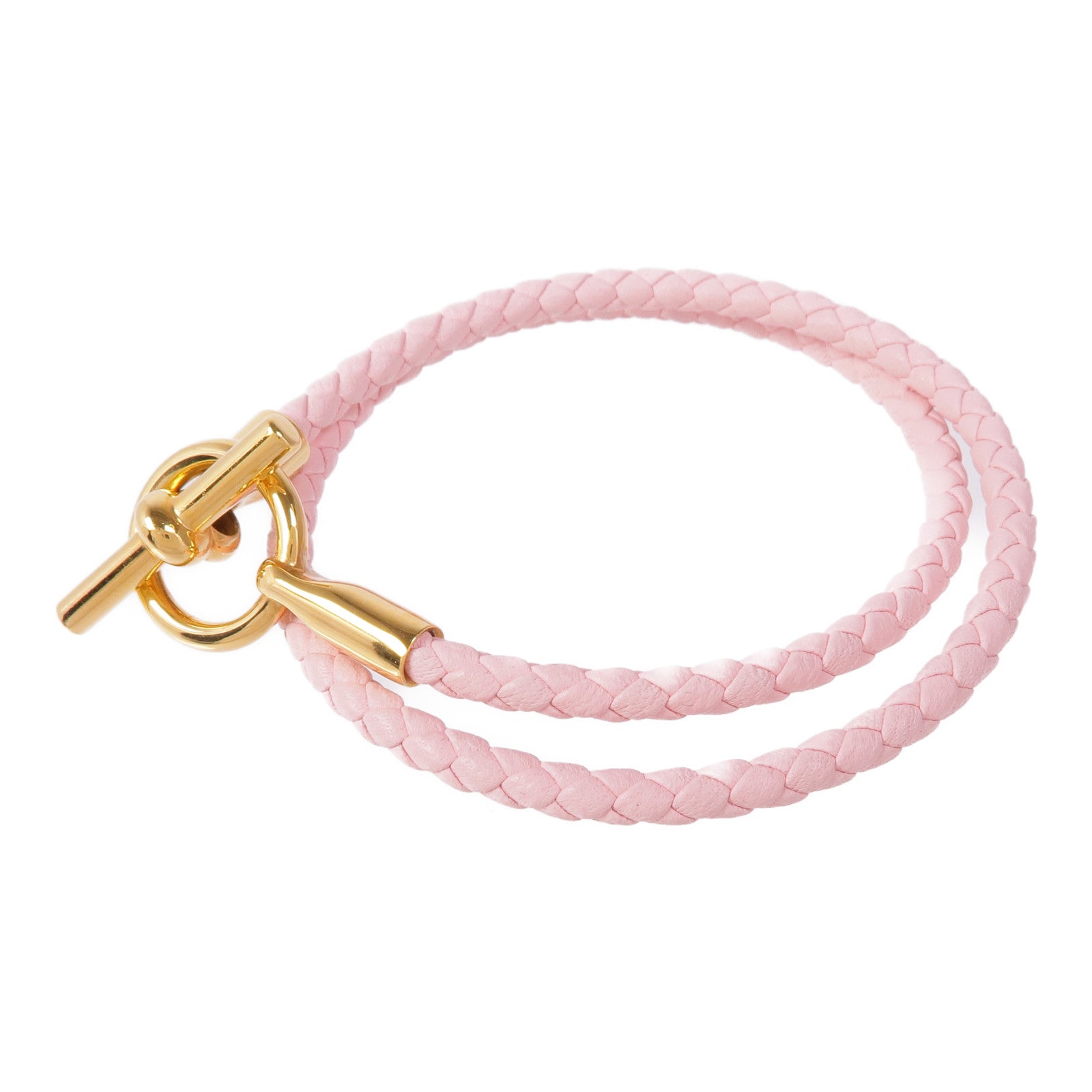HERMES 【Hermes Fair】牛皮皮革Glenan Double Tour Bracelet手鏈Rose Sakura