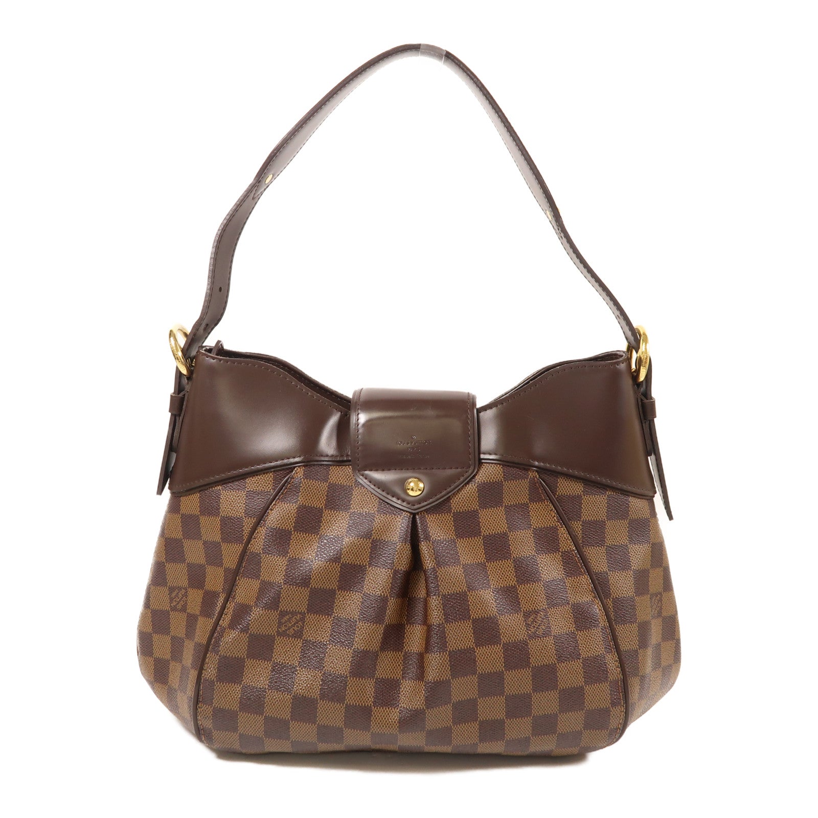 LOUIS VUITTON Damier Sistina PM金扣肩背袋棕色