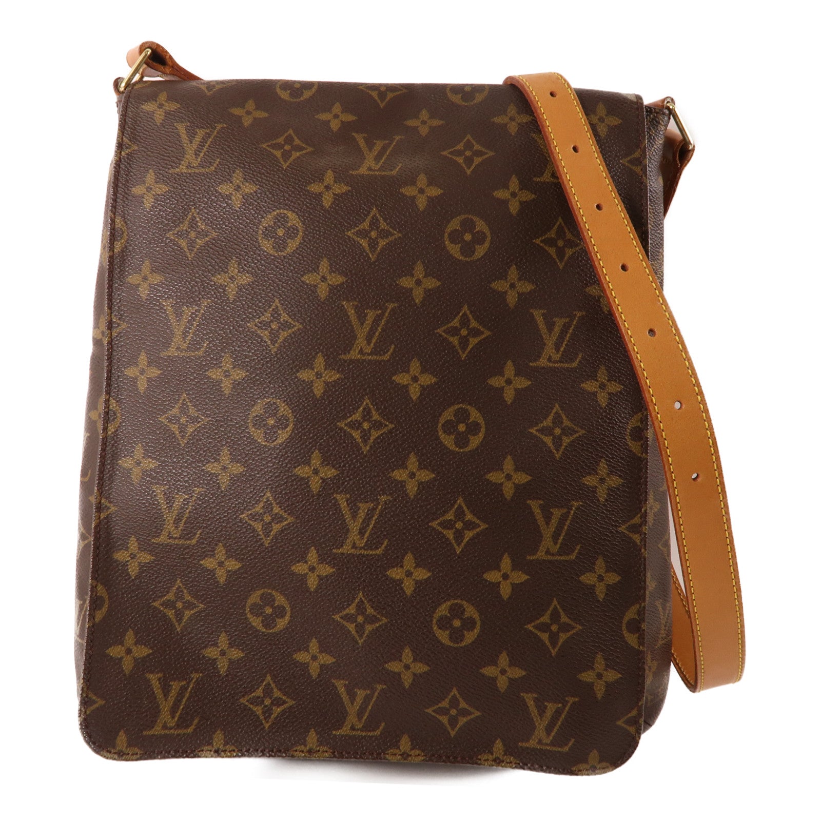 LOUIS VUITTON Monogram Musette Salsa金扣肩背袋棕色