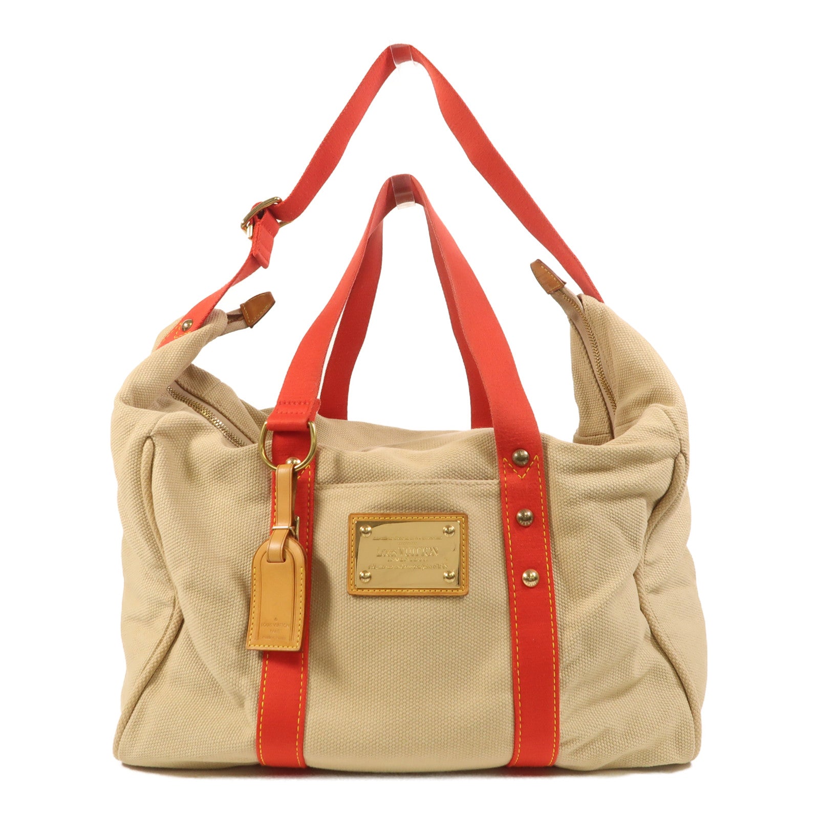 LOUIS VUITTON 帆布Antigua Sac Weekend金扣手挽肩背兩用袋