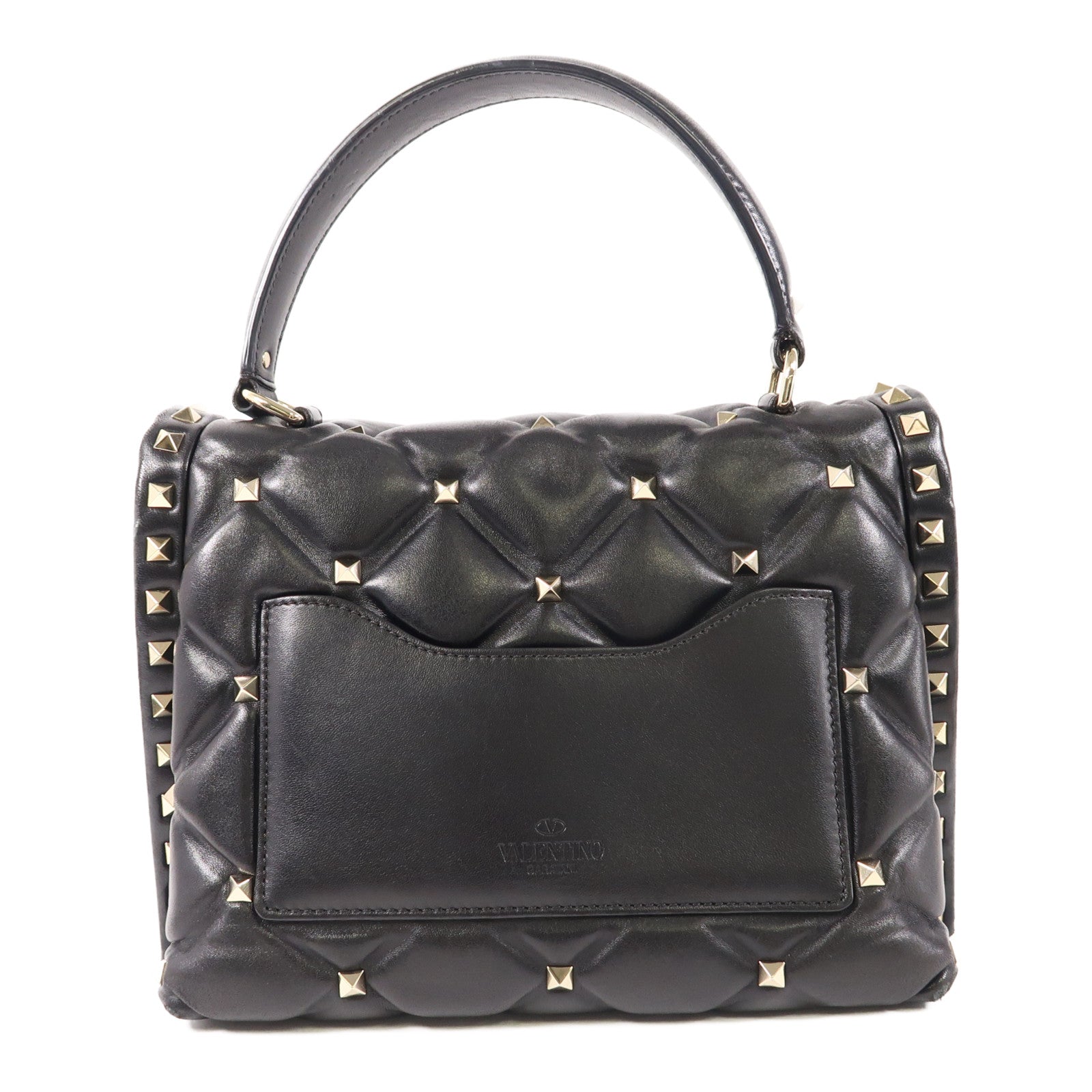 Valentino 牛皮皮革Rockstud Top Handle金扣手挽肩背兩用袋