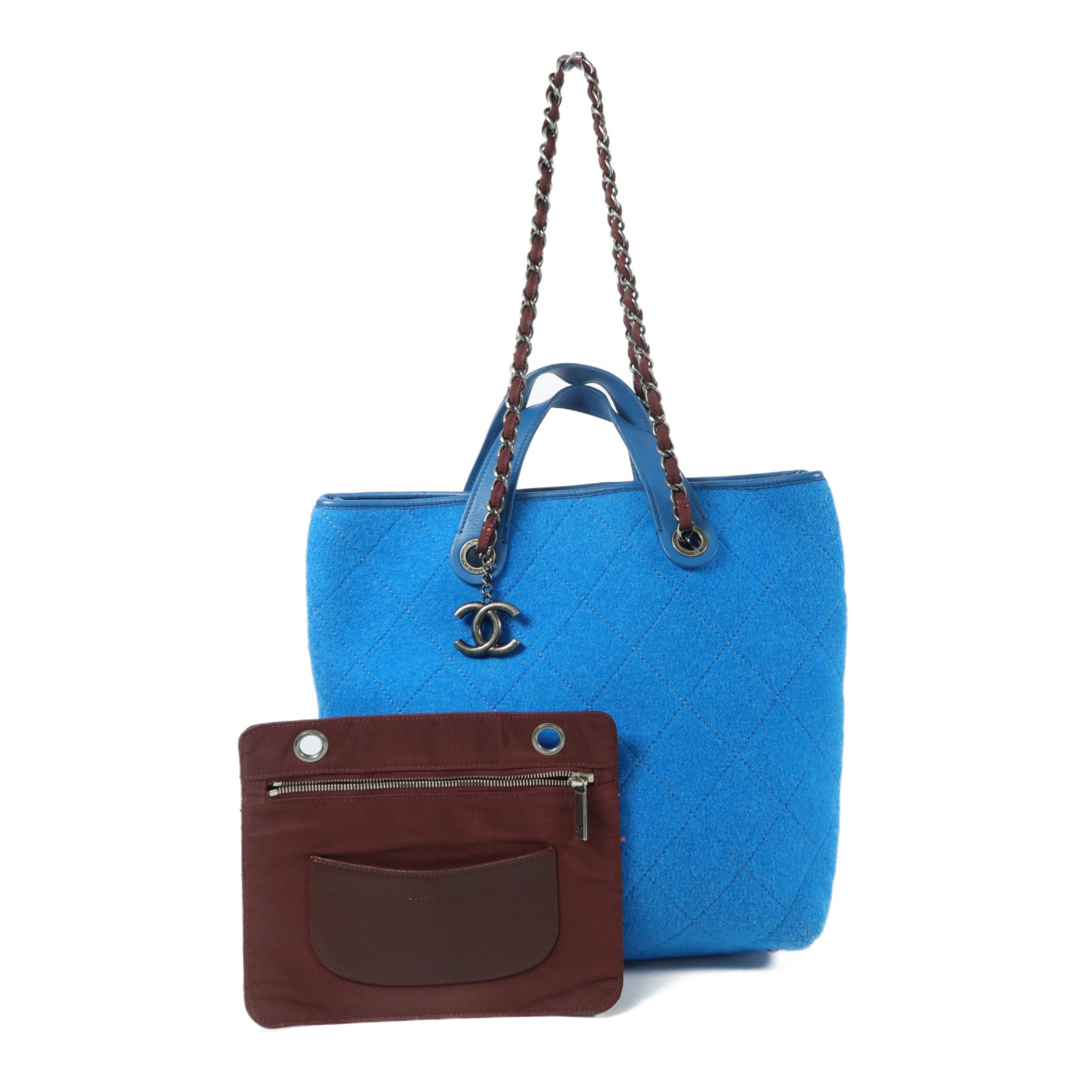 CHANEL 羊毛Chain Shoulder鏈帶手挽肩背兩用袋