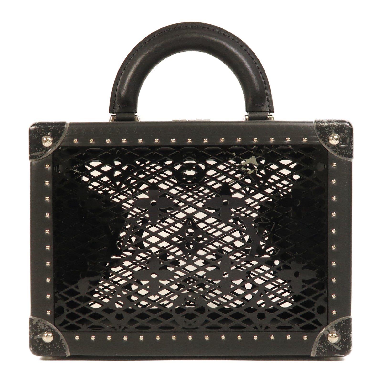LOUIS VUITTON 牛皮皮革/PVC Petite Valise銀扣手挽肩背兩用袋