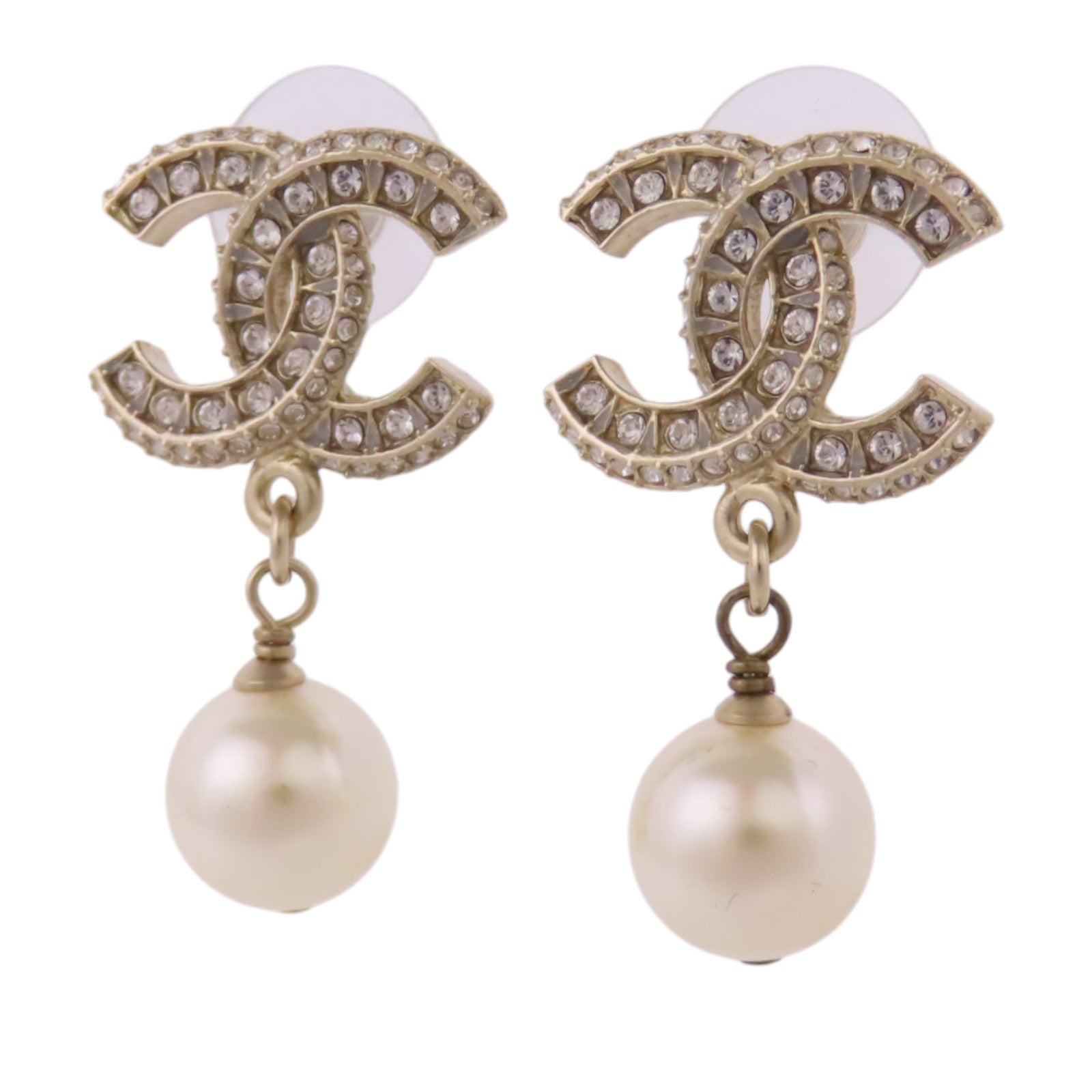 CHANEL 金屬/仿珍珠/水鑽Earrings金扣耳環