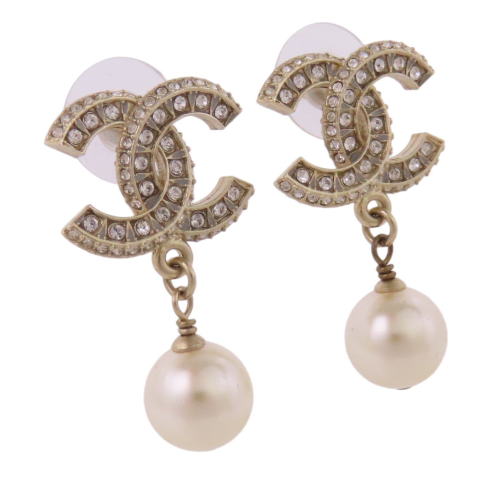 CHANEL 金屬/仿珍珠/水鑽Earrings金扣耳環