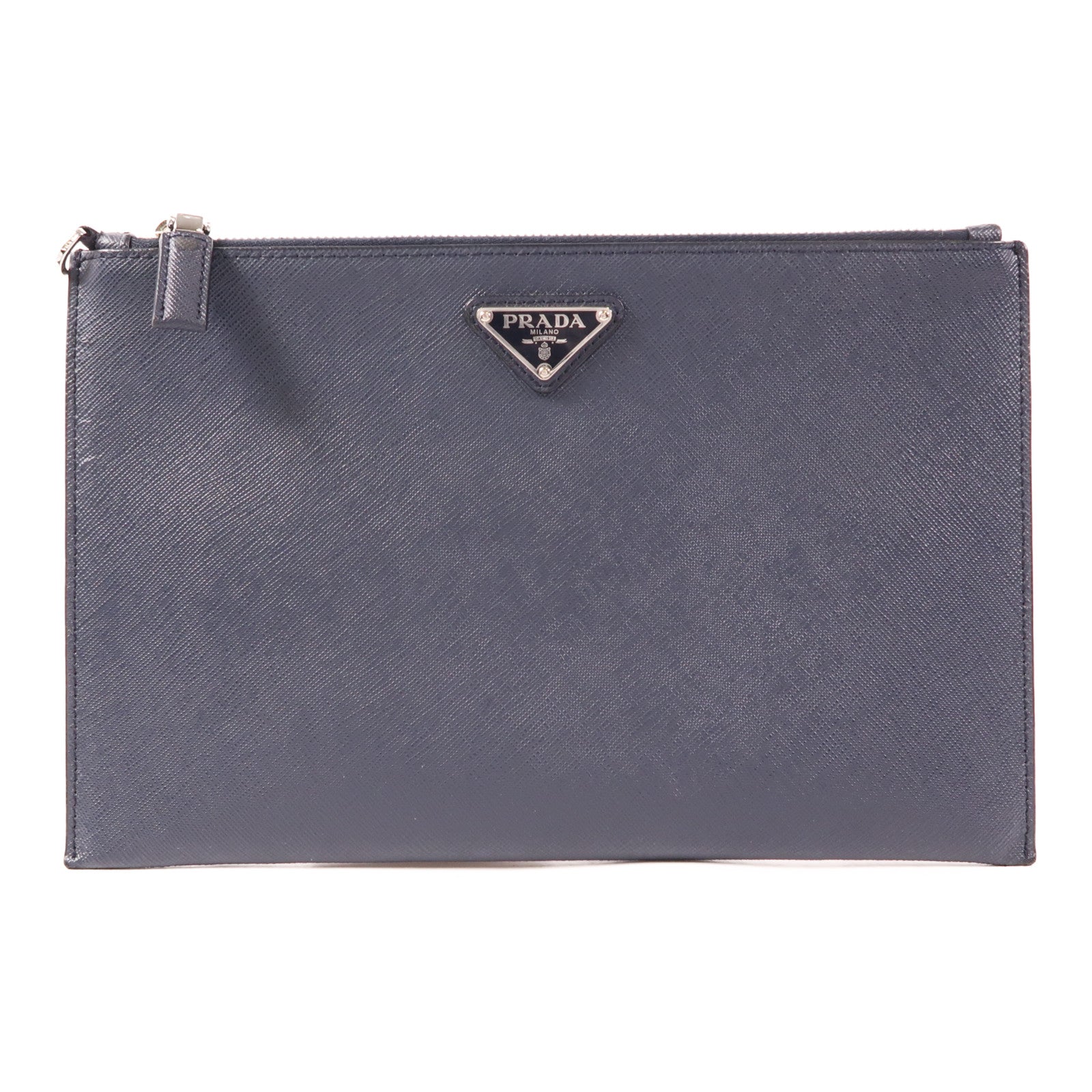 PRADA 牛皮皮革Clutch Bag銀扣手拿包