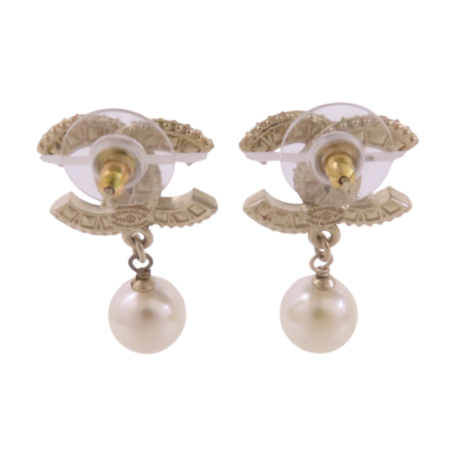 CHANEL 金屬/仿珍珠/水鑽Earrings金扣耳環