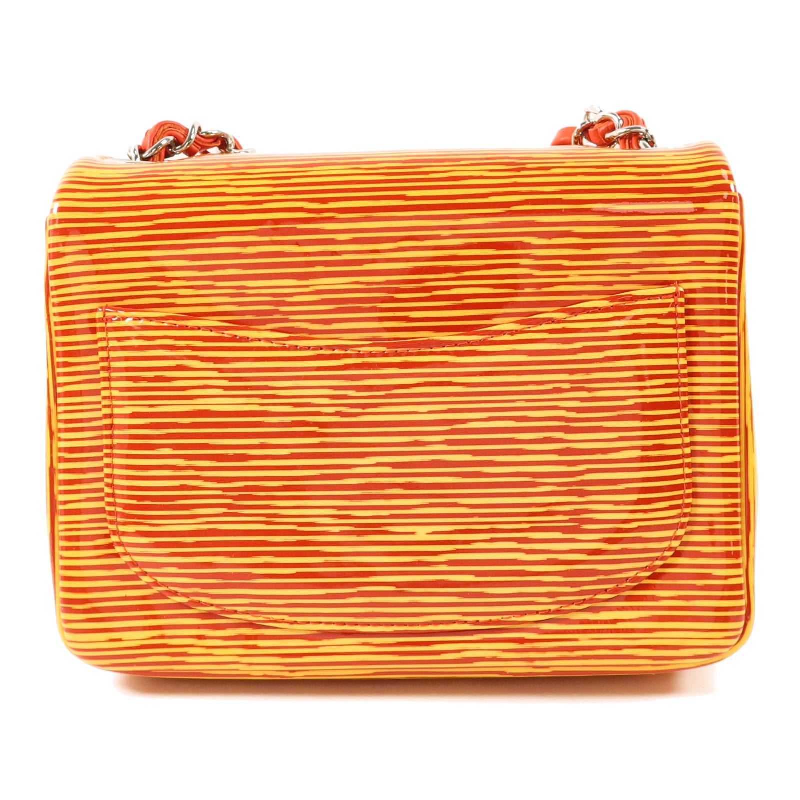 CHANEL 漆皮皮革Mini Classic 17銀扣鏈帶肩背袋