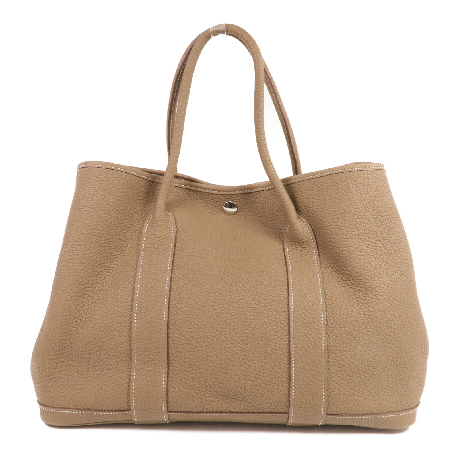 HERMES Negonda皮革Garden Party PM銀扣手挽袋Etoupe