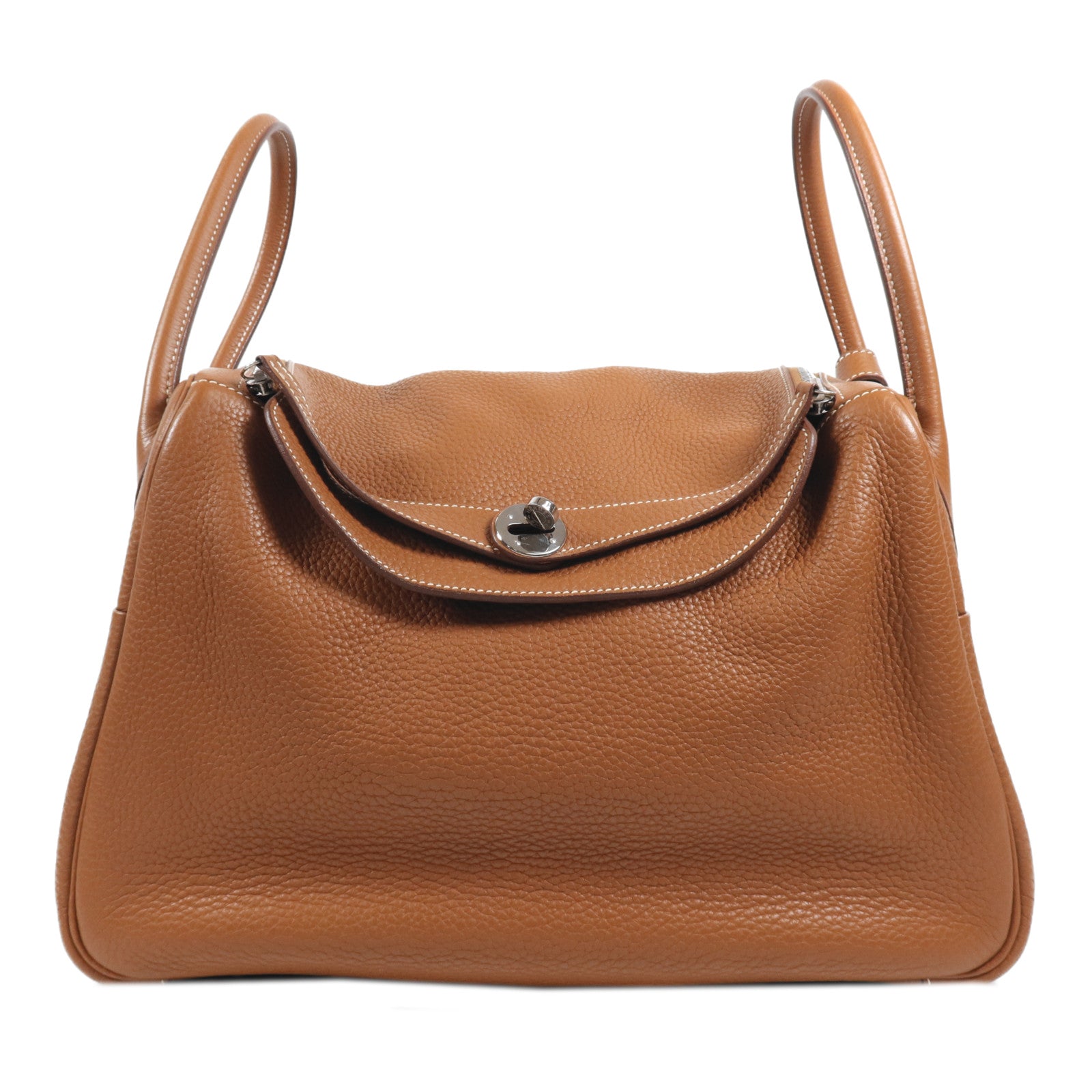 HERMES Clemence皮革Lindy 34銀扣手挽肩背兩用袋Gold