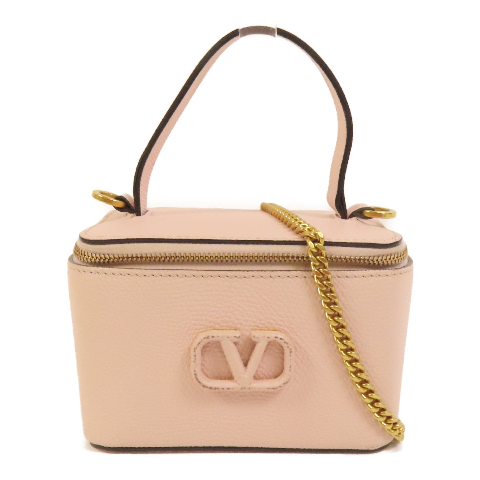 Valentino 牛皮皮革Garavani Vanity Case金扣手挽肩背兩用袋