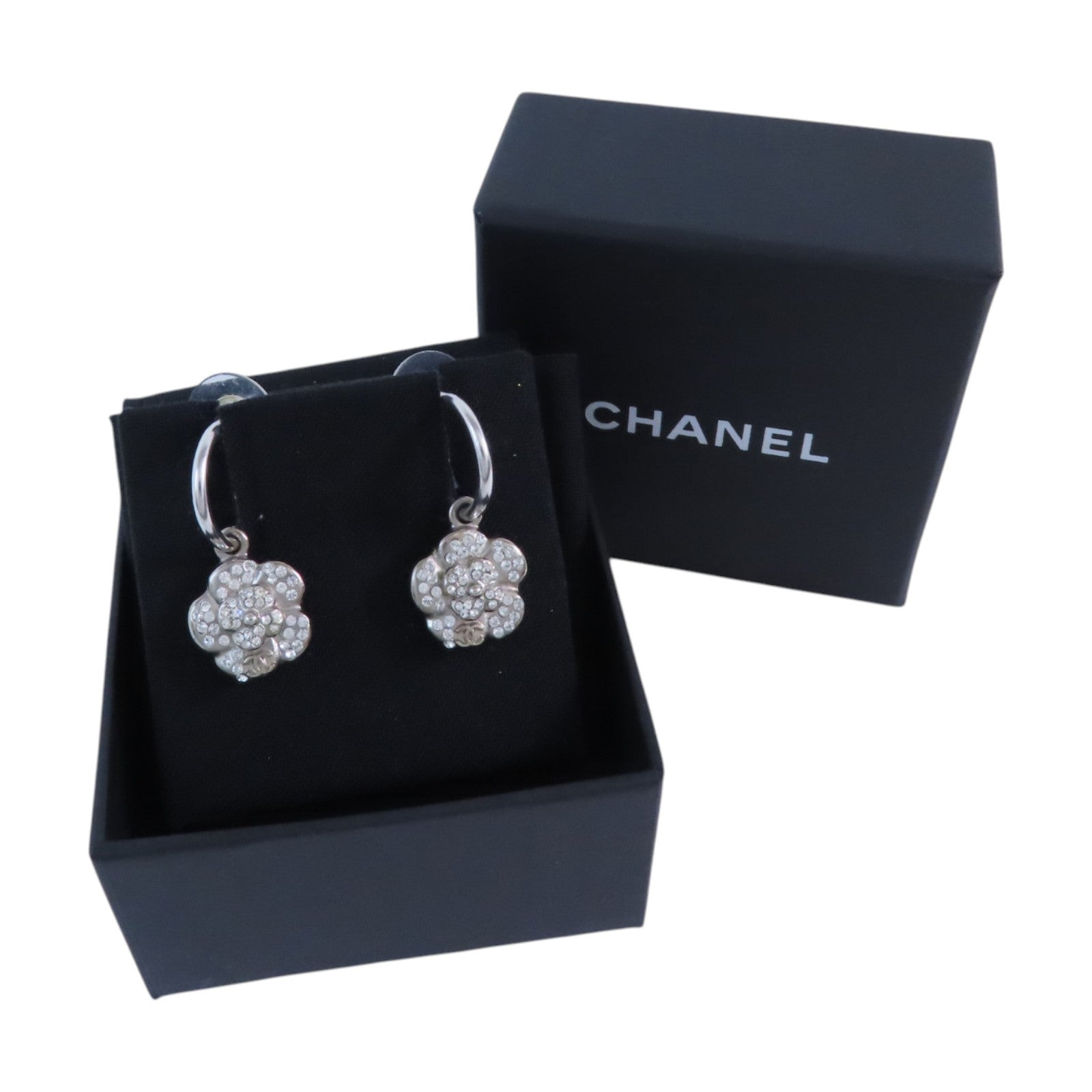 CHANEL 金屬/水鑽Earrings銀扣耳環