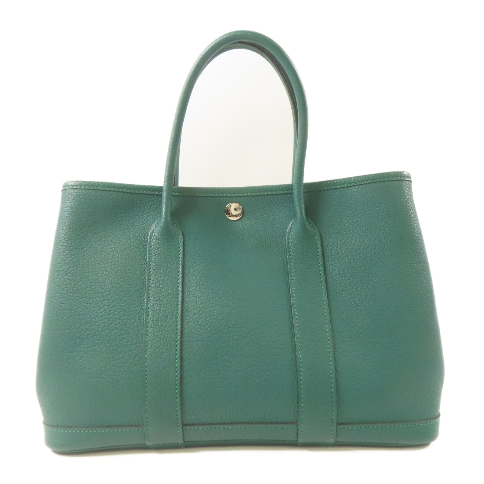 HERMES Negonda皮革Garden Party TPM銀扣手挽袋綠色