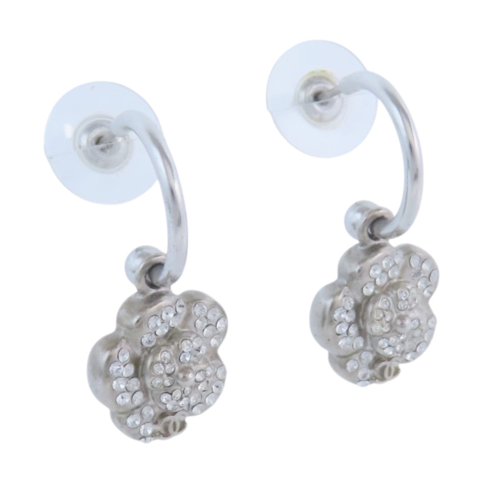 CHANEL 金屬/水鑽Earrings銀扣耳環