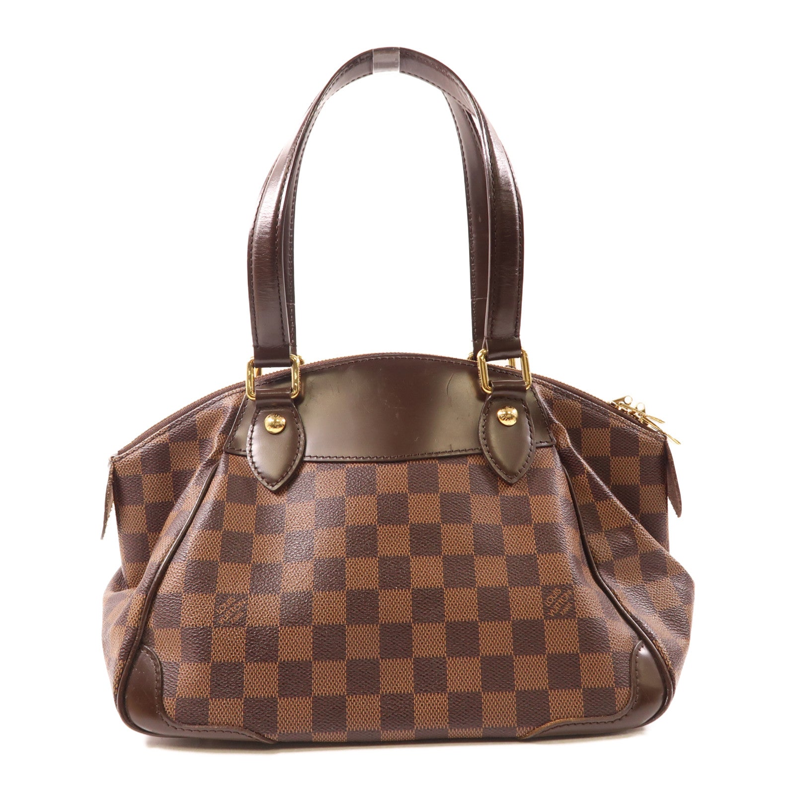 LOUIS VUITTON Damier Verona PM金扣肩背袋棕色