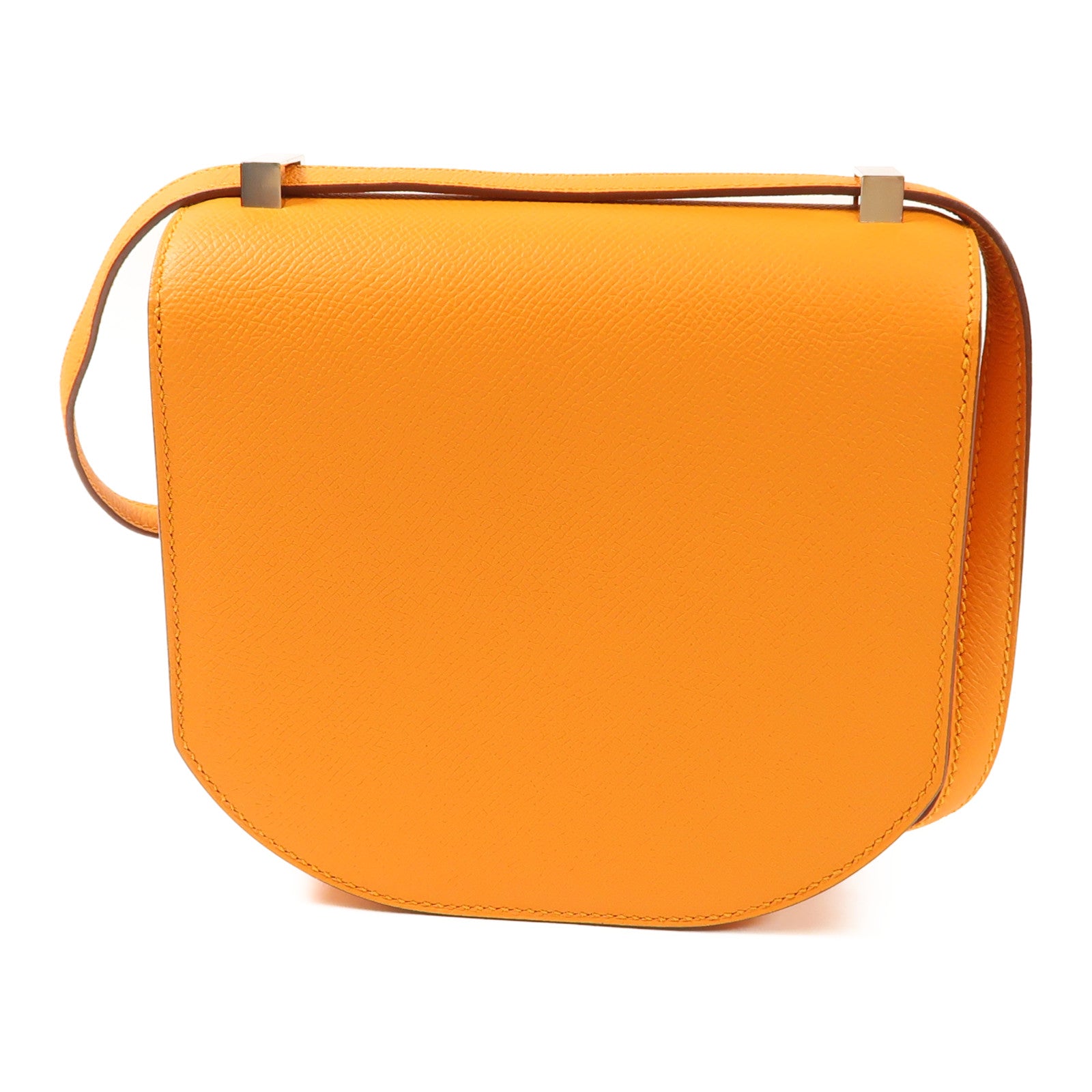 HERMES Epsom皮革Mini Mosaique銀扣肩背袋Abricot