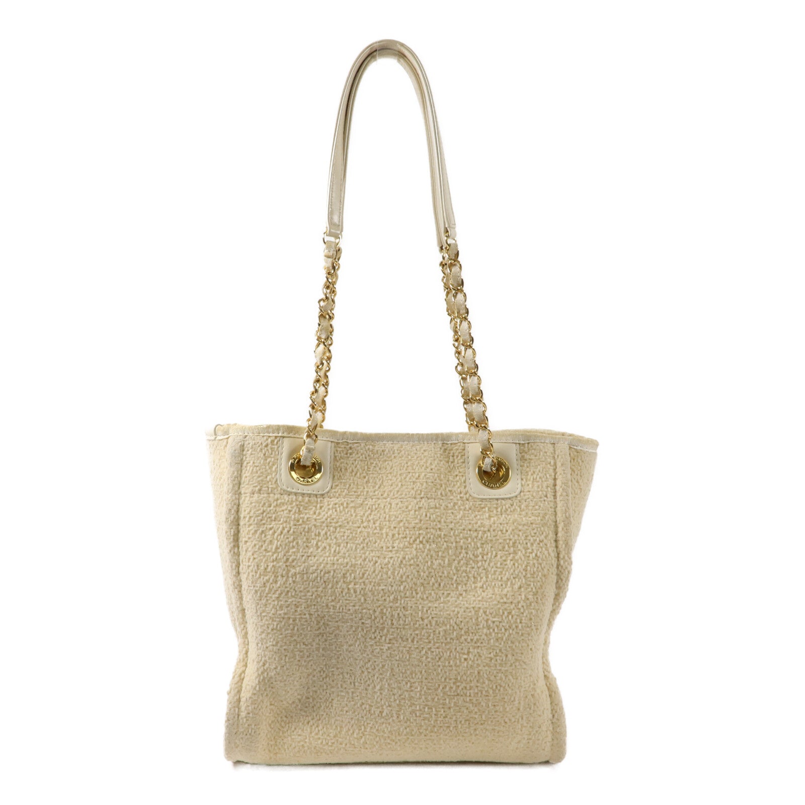 CHANEL Lurex Boucle Deauville Tote Mini鏈帶手挽袋
