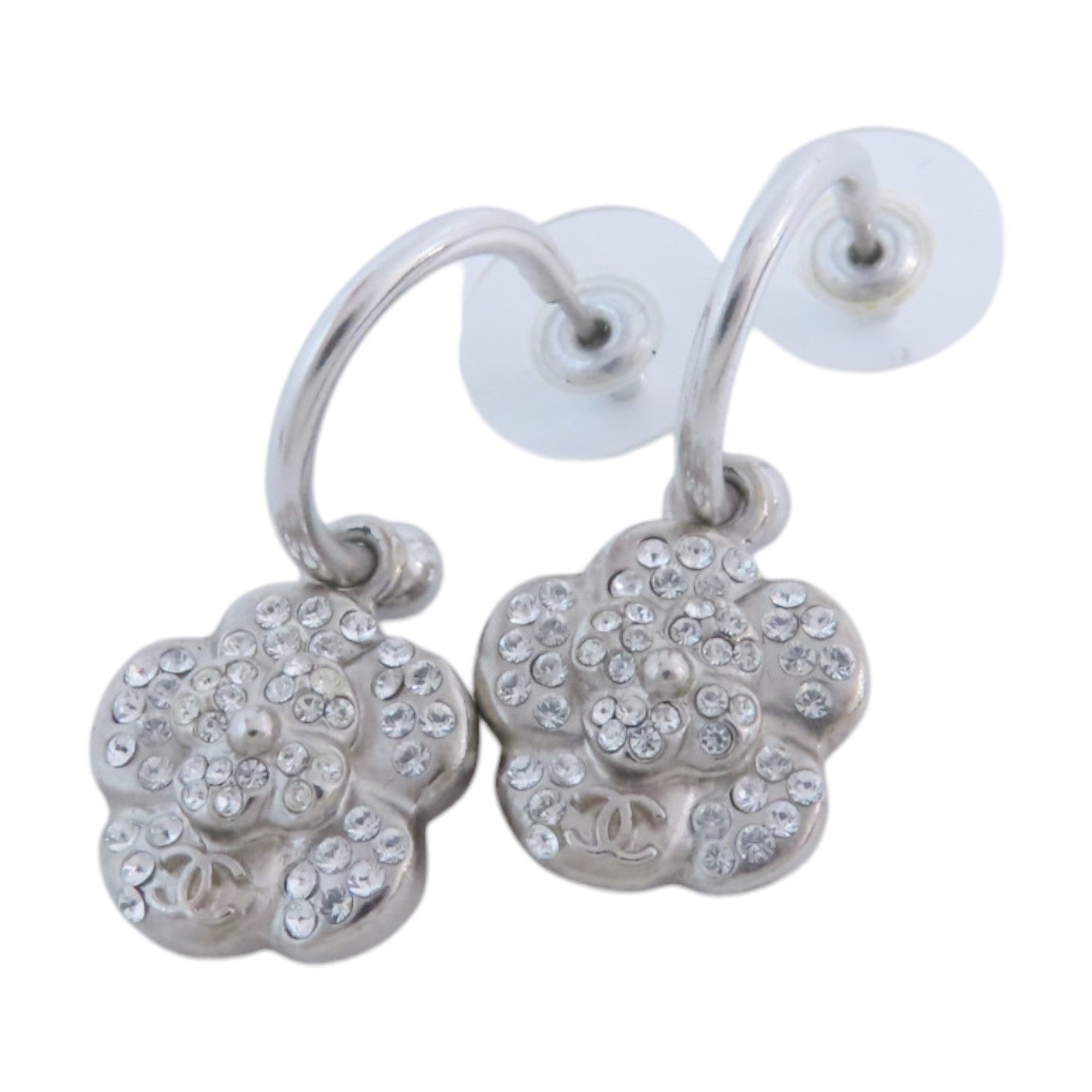 CHANEL 金屬/水鑽Earrings銀扣耳環