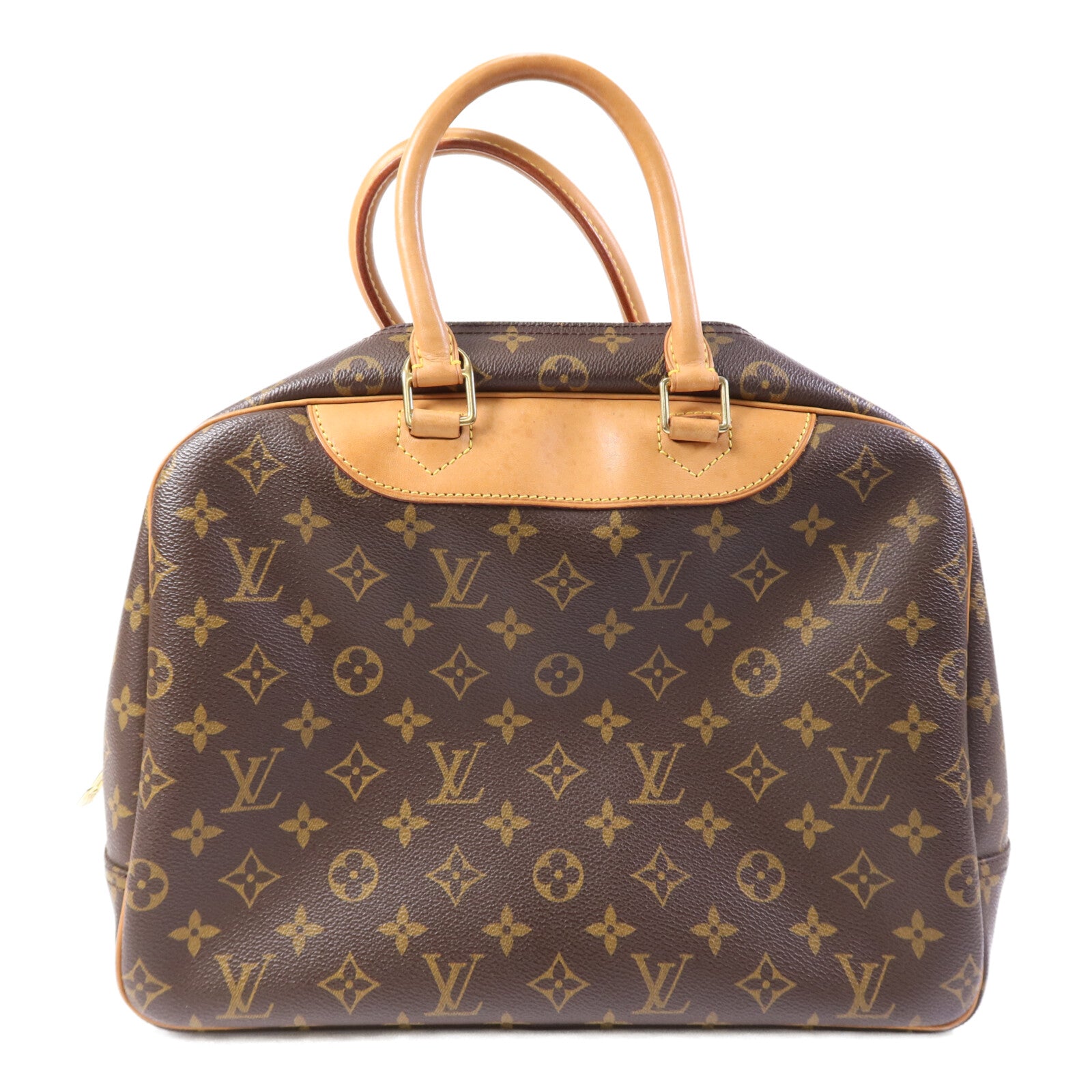 LOUIS VUITTON Monogram Deauville金扣手挽袋棕色